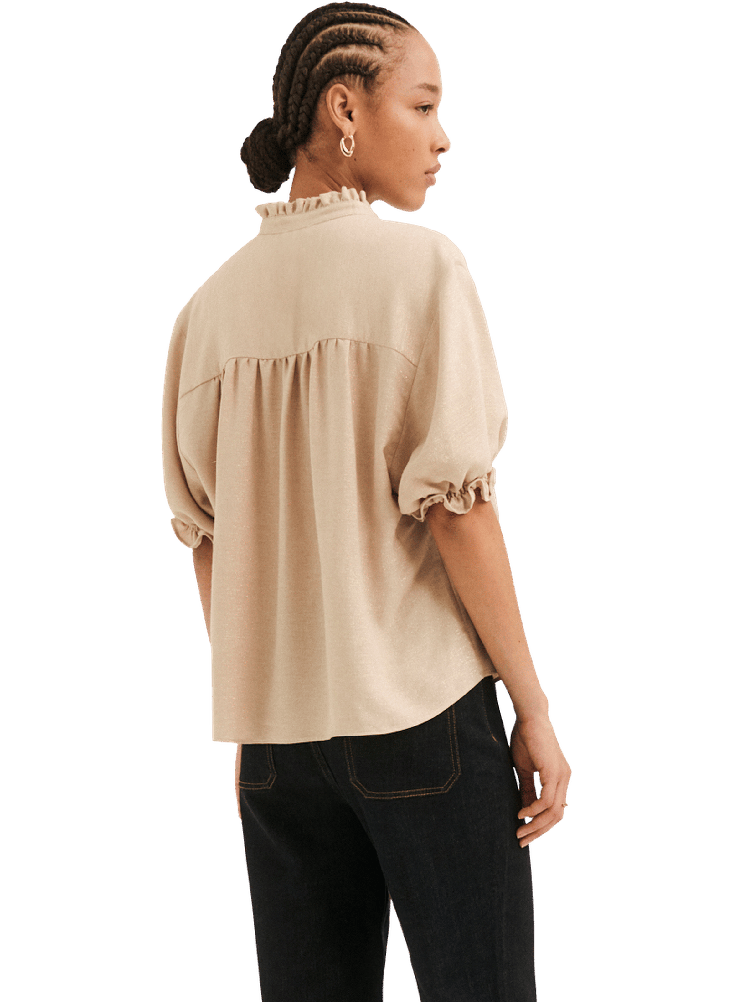 Blouse à volants et lurex doré - luce PABLO Beige