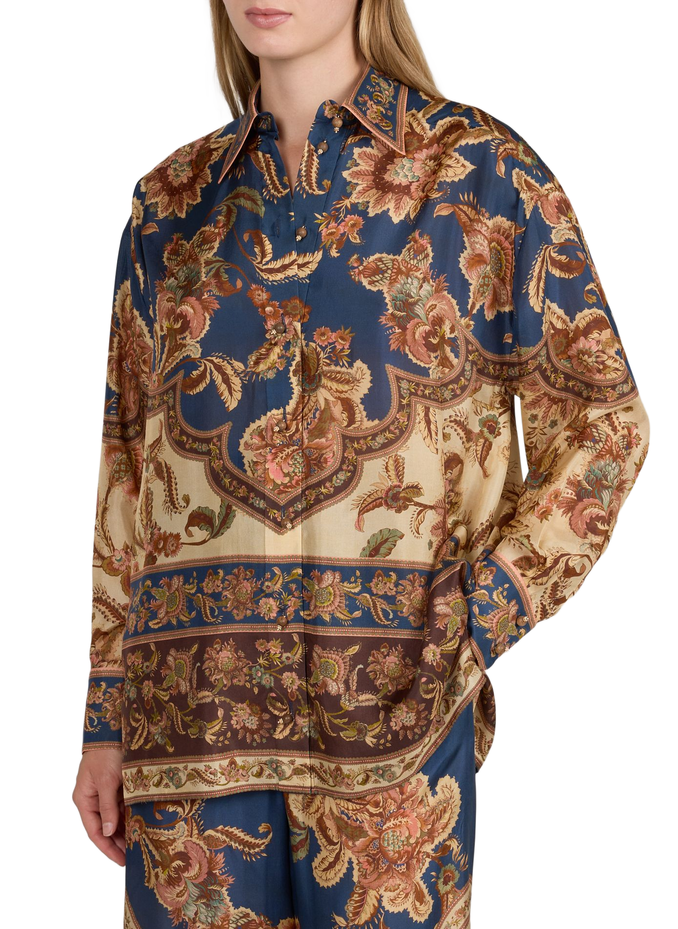 Weites Seidenblusenshirt Aster ZIMMERMANN Blau