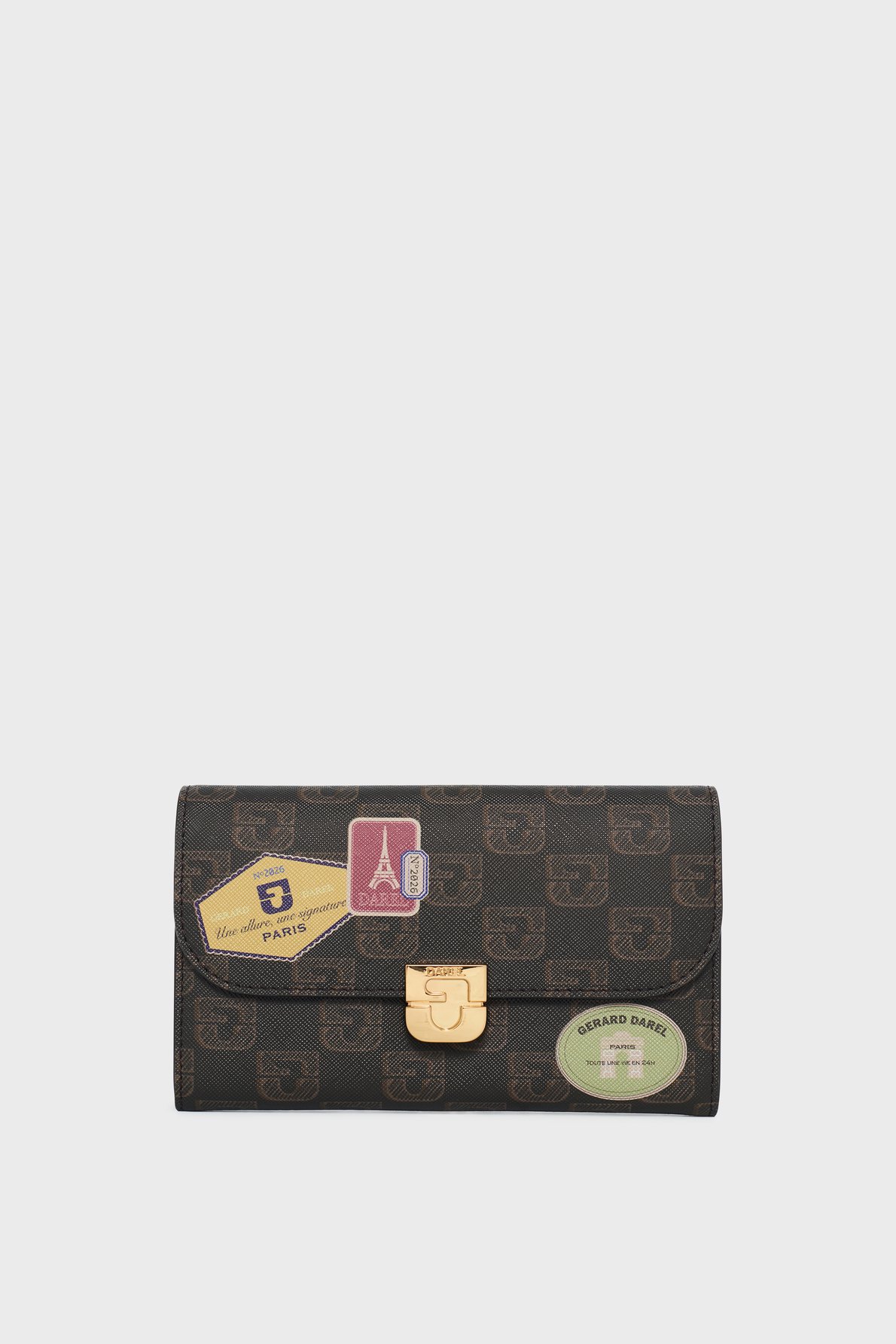 Portefeuille en toile enduite et cuir signé de patchs imprimés – wallet GERARD DAREL Multicolore