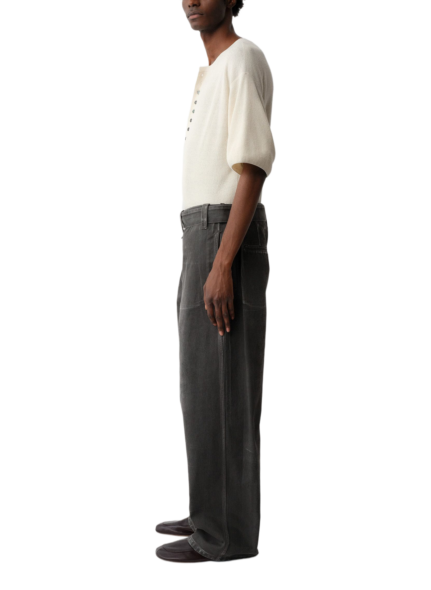 Men's Straight Wide Leg Cotton Jeans CALVIN KLEIN COLLECTION Black