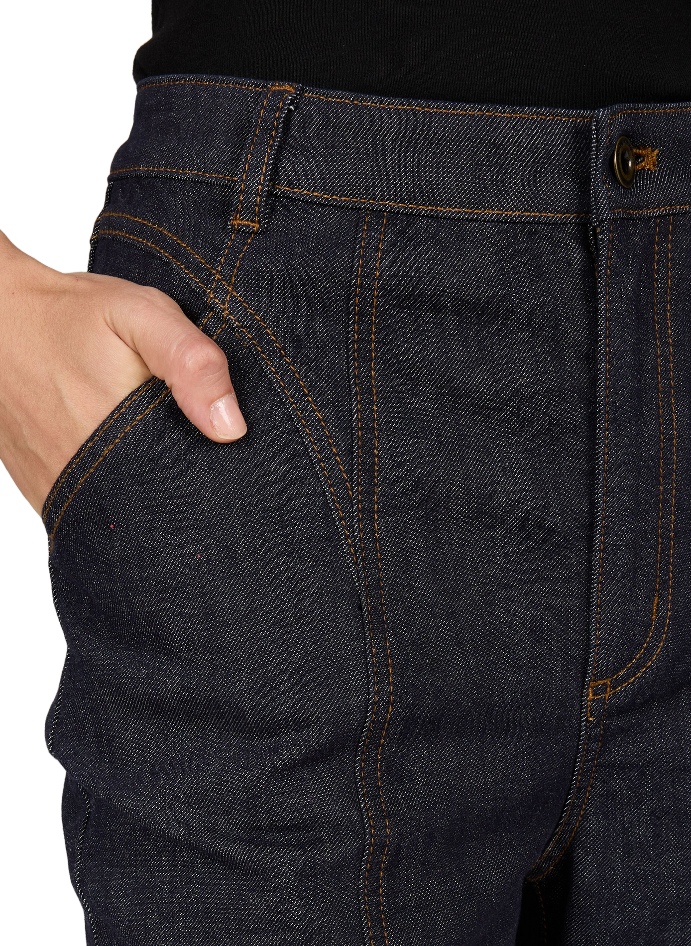 High-waisted boot-cut jeans in cotton SELF PORTRAIT Blue