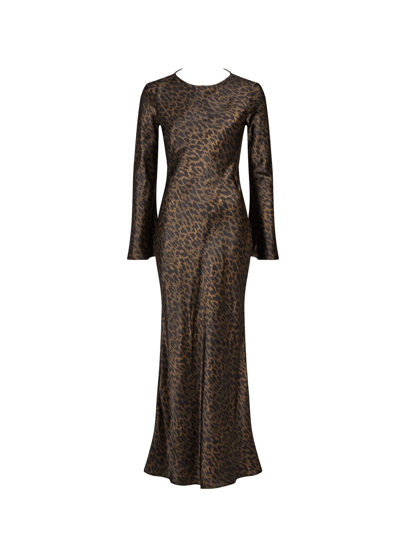 Fitted long dress with animal print ROUGE EDIT Brown