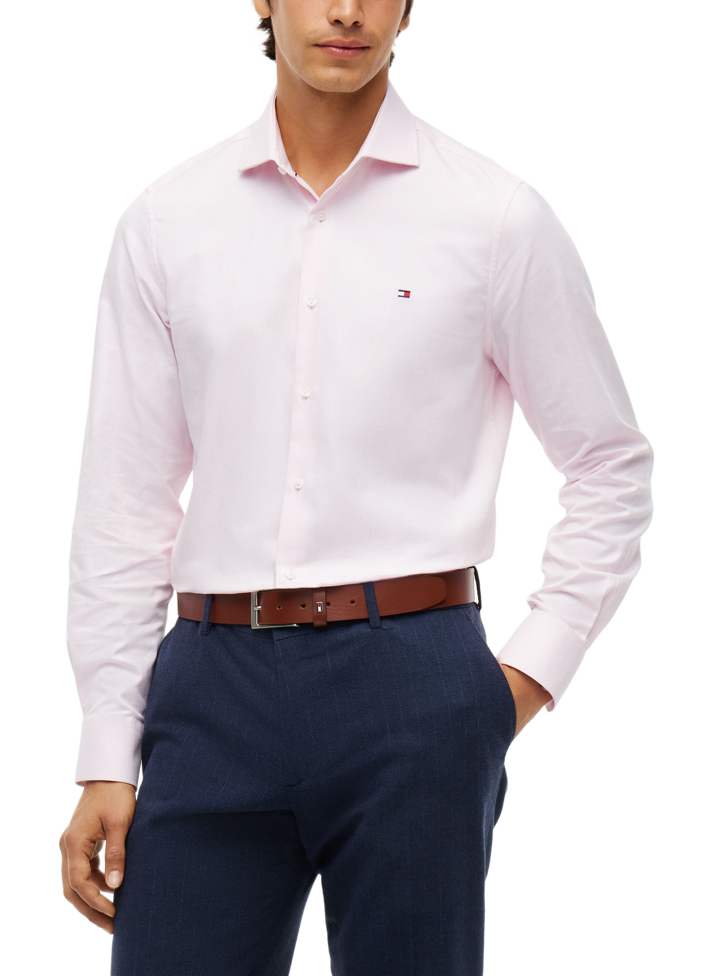 Straight classic collar shirt in cotton TOMMY HILFIGER Pink