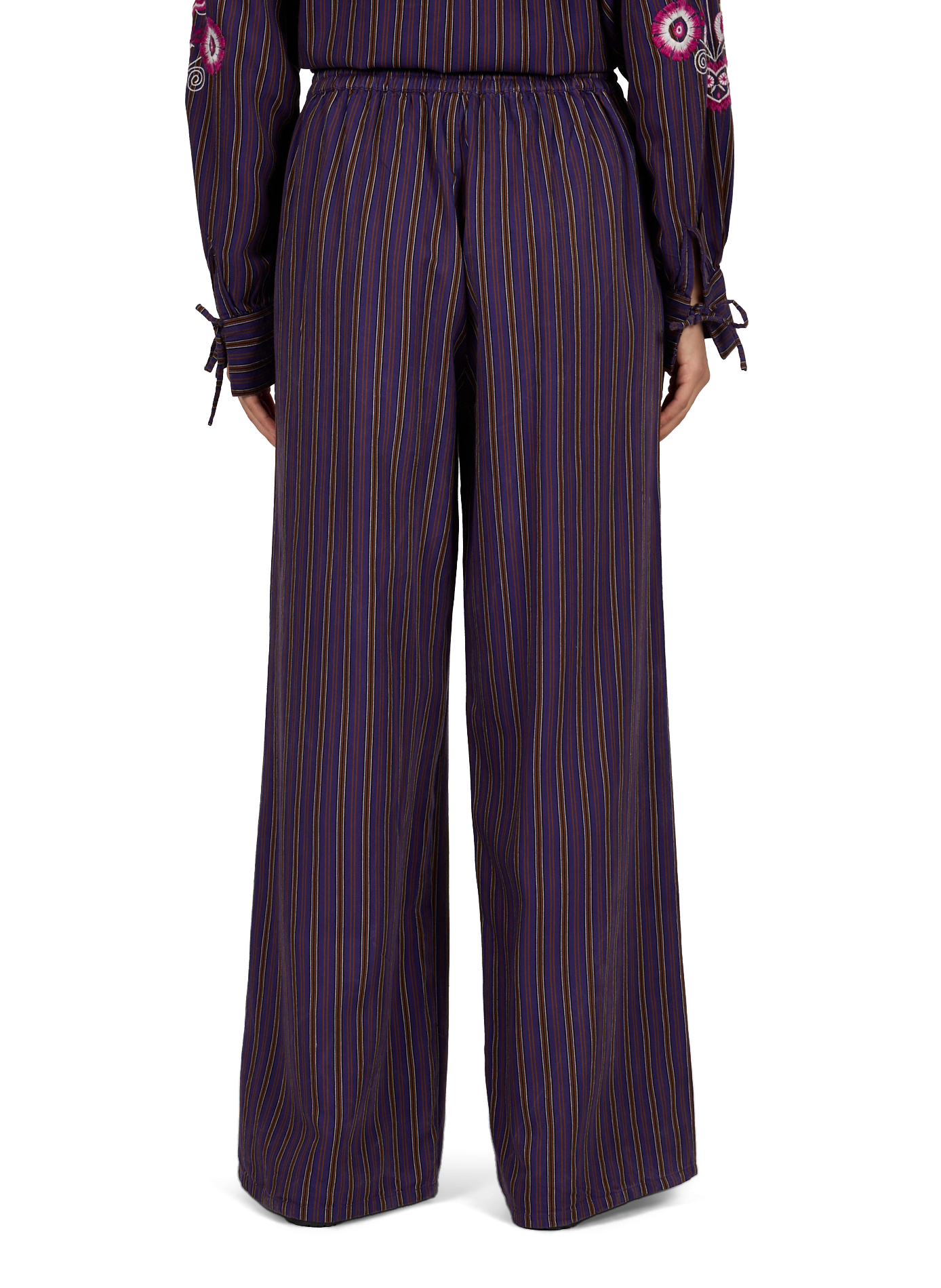 Breite hohe Taille gestreifte Hose LOUISE MISHA Violett