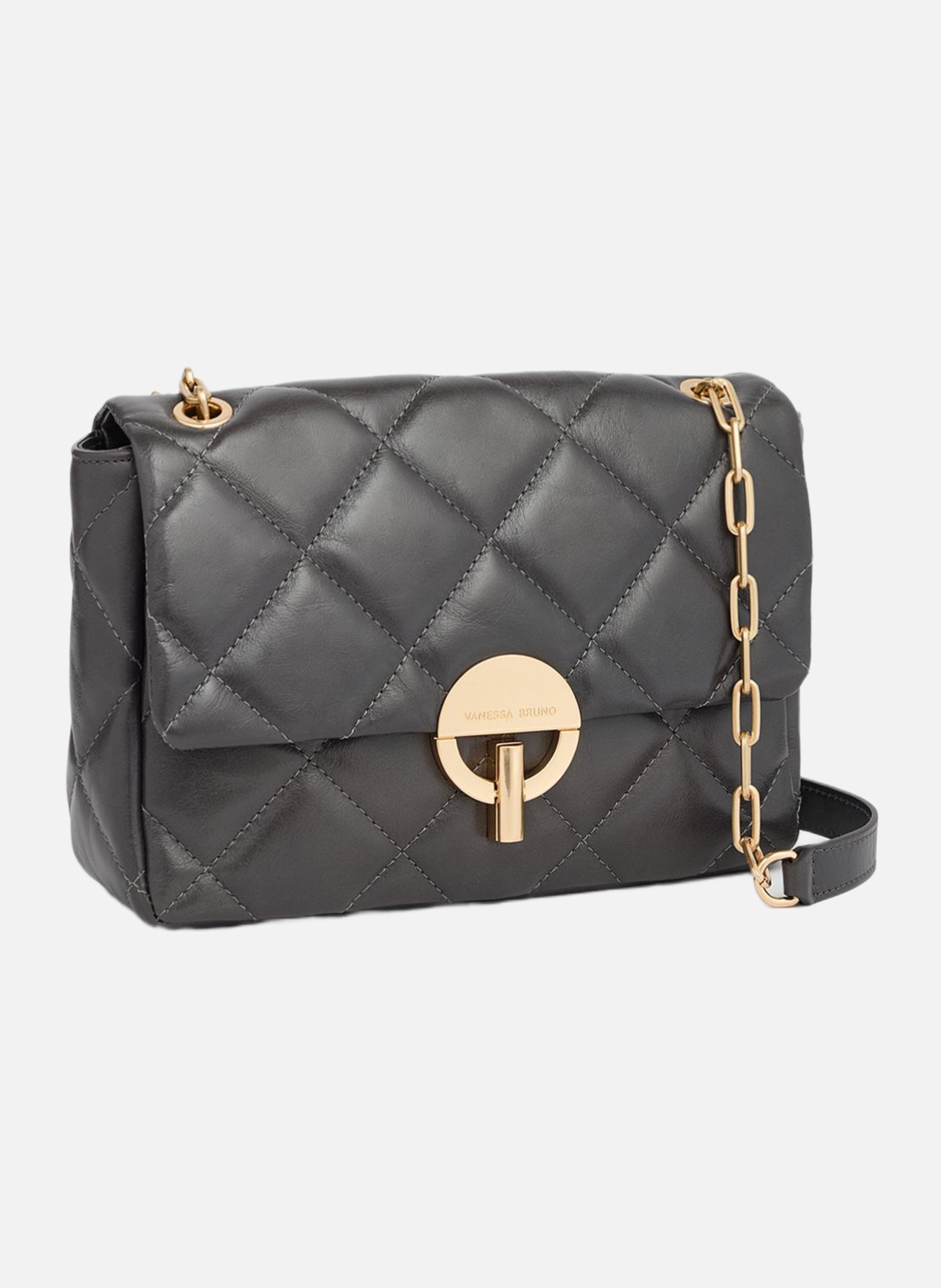 Grand sac moon en cuir craquelé | Gris VANESSA BRUNO Femme