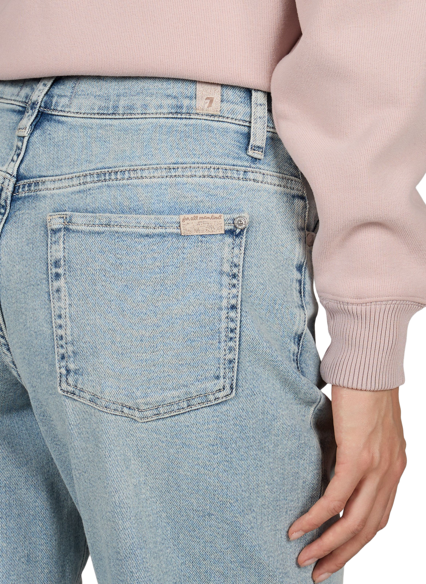 Straight Cropped Stovepipe Jeans in Cotton Blend 7 FOR ALL MANKIND Blue