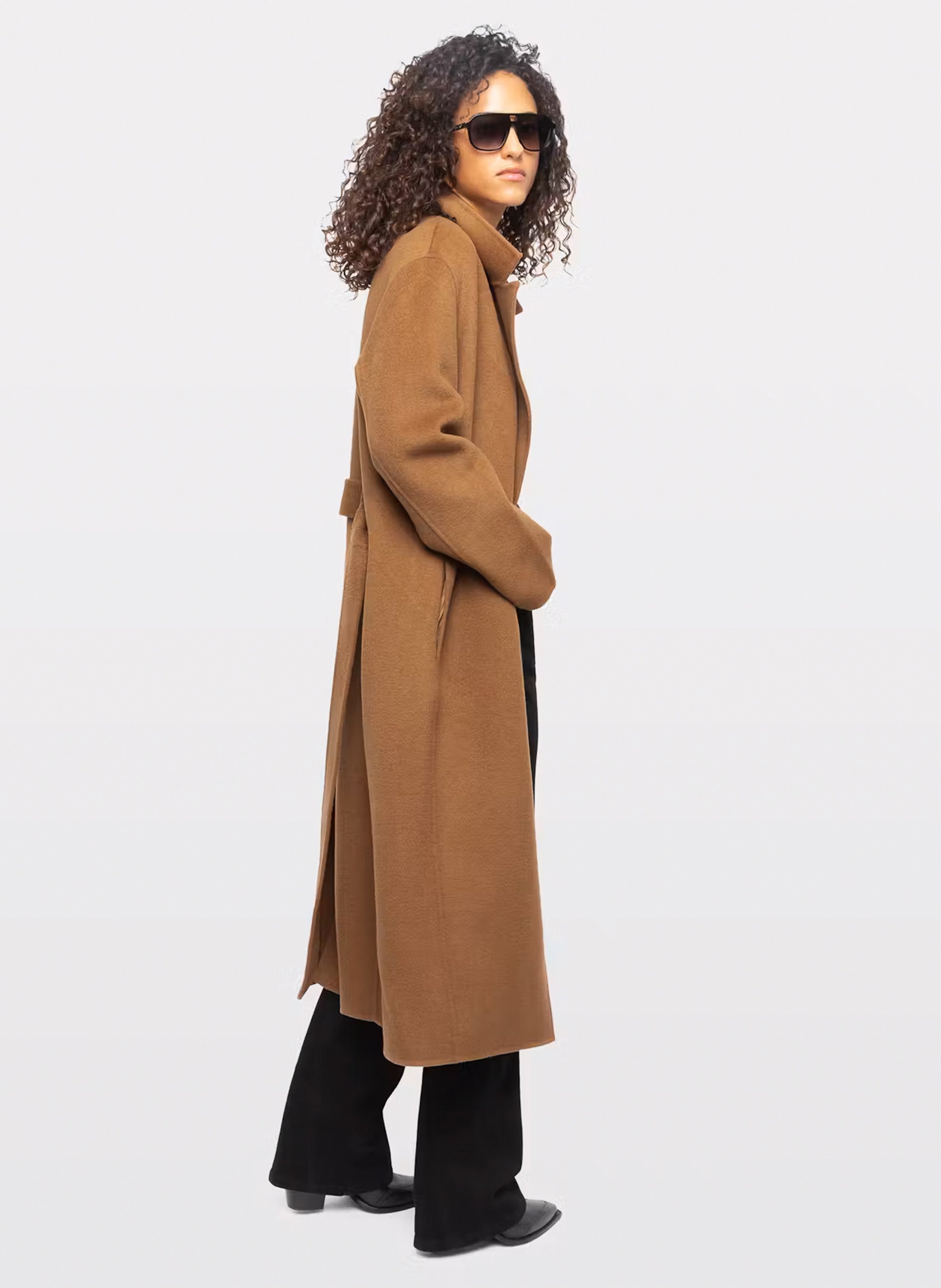 Lange jas met ceintuur van gemengde gerecyclede wol Meli ZADIG&VOLTAIRE Beige