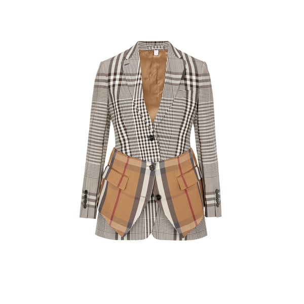 Veste Vintage Check Patchwork en laine mélangée