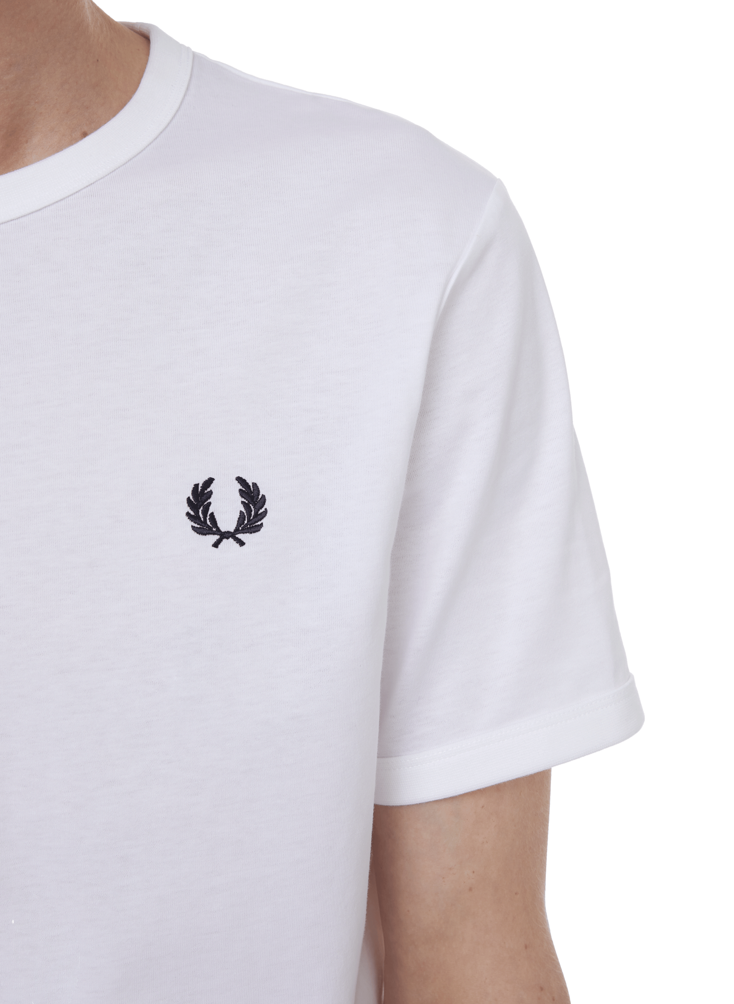 T-shirt à bordures contrastantes en coton FRED PERRY Blanc