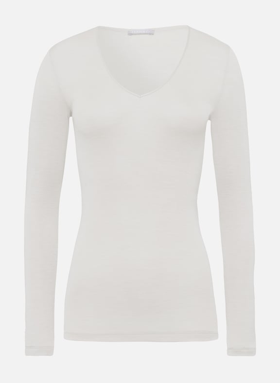 Long-sleeved silk and wool T-shirt Beige by HANRO HANRO Long-sleeved silk and wool T-shirt Beige