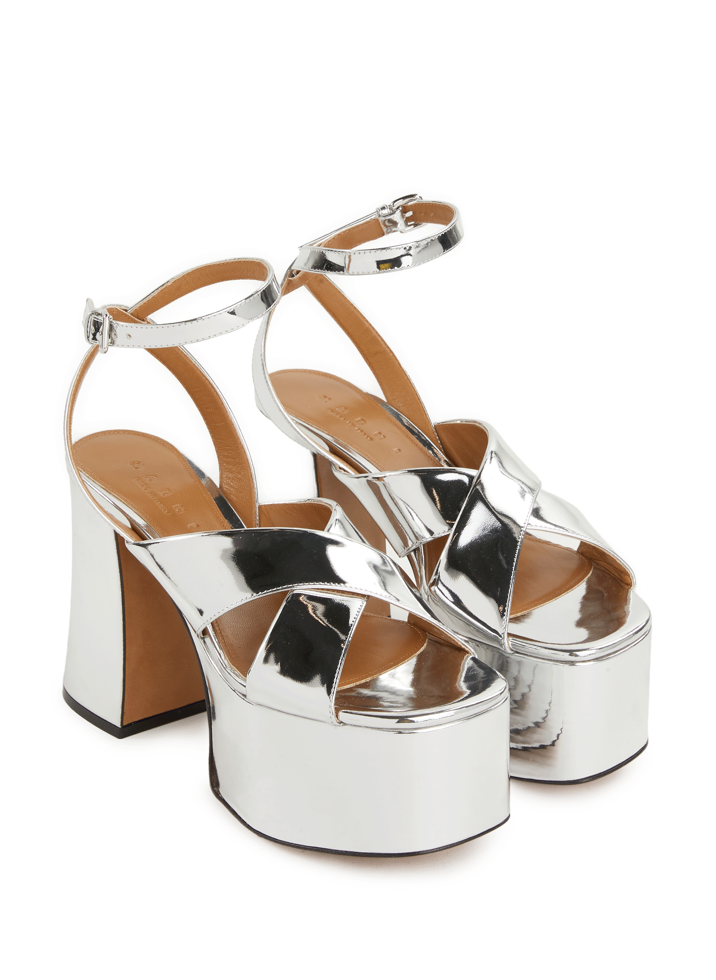 Escarpins métallisés en cuir