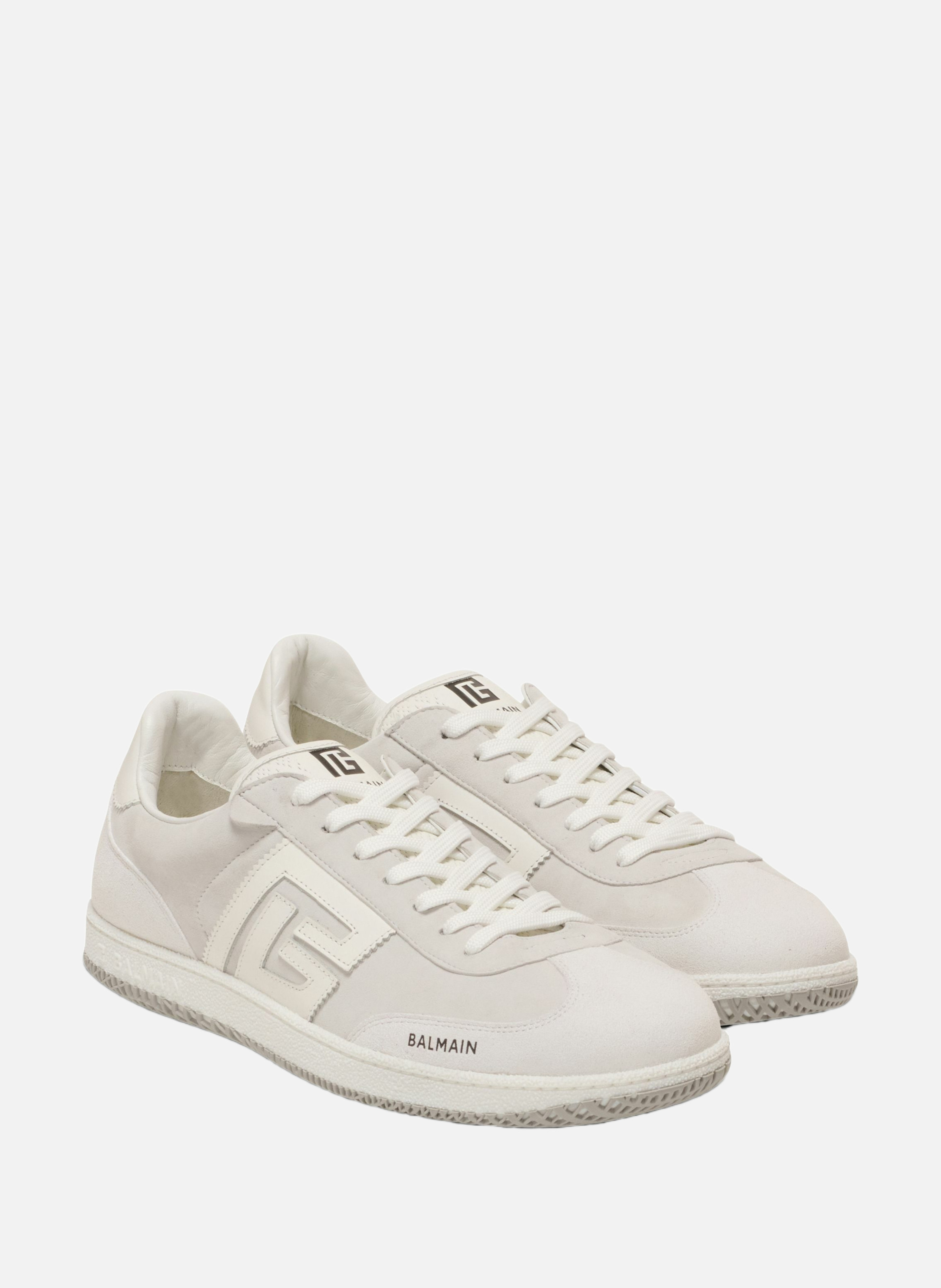Baskets balmain swan en cuir suédé et lisse BALMAIN Blanc