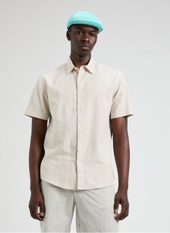 Straight shirt in cotton and linen Beige by SELECTED SELECTED Straight shirt in cotton and linen Beige