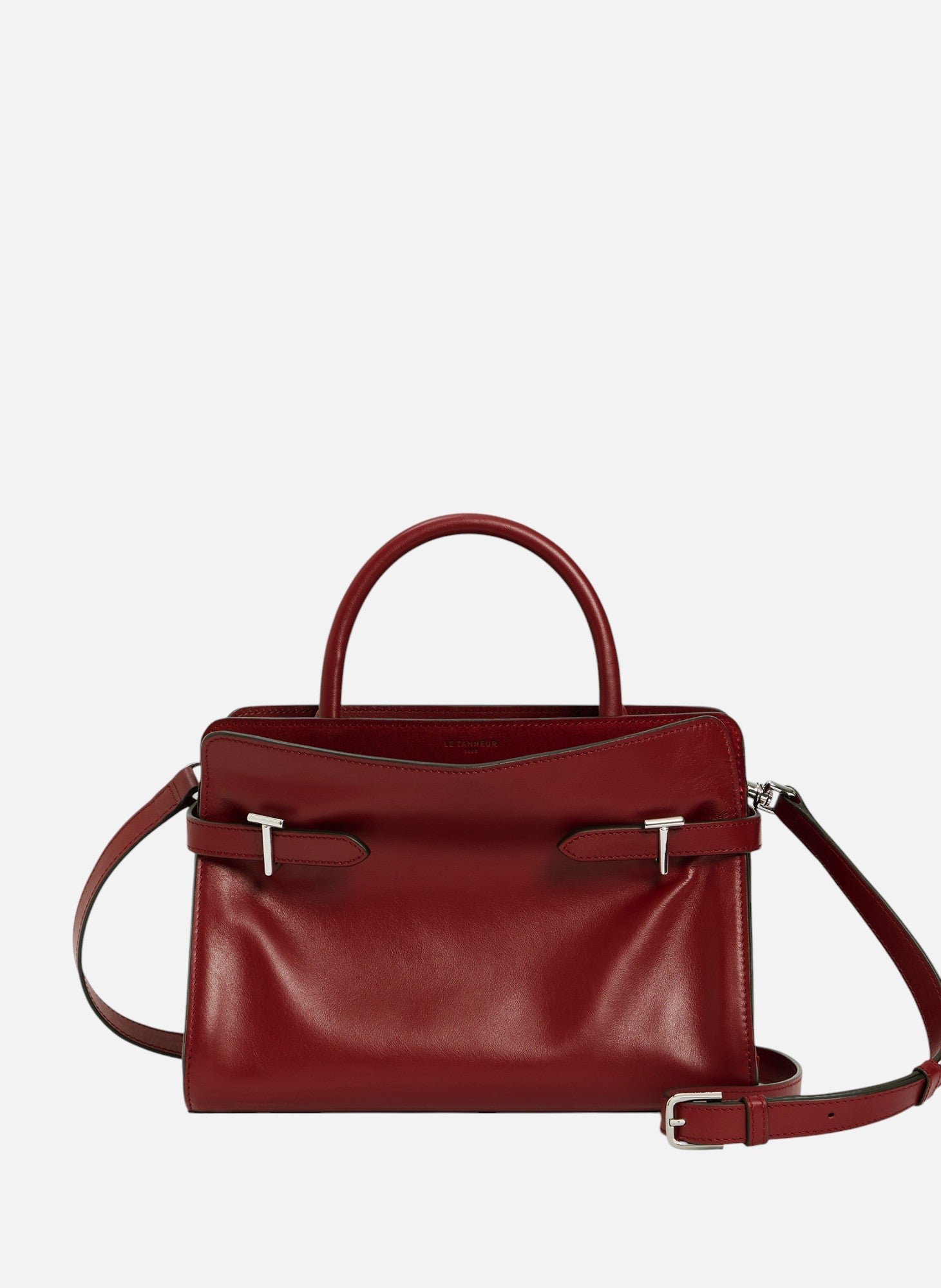 Sac à main moyen modèle emie en cuir lisse et nubuck LE TANNEUR Rouge
