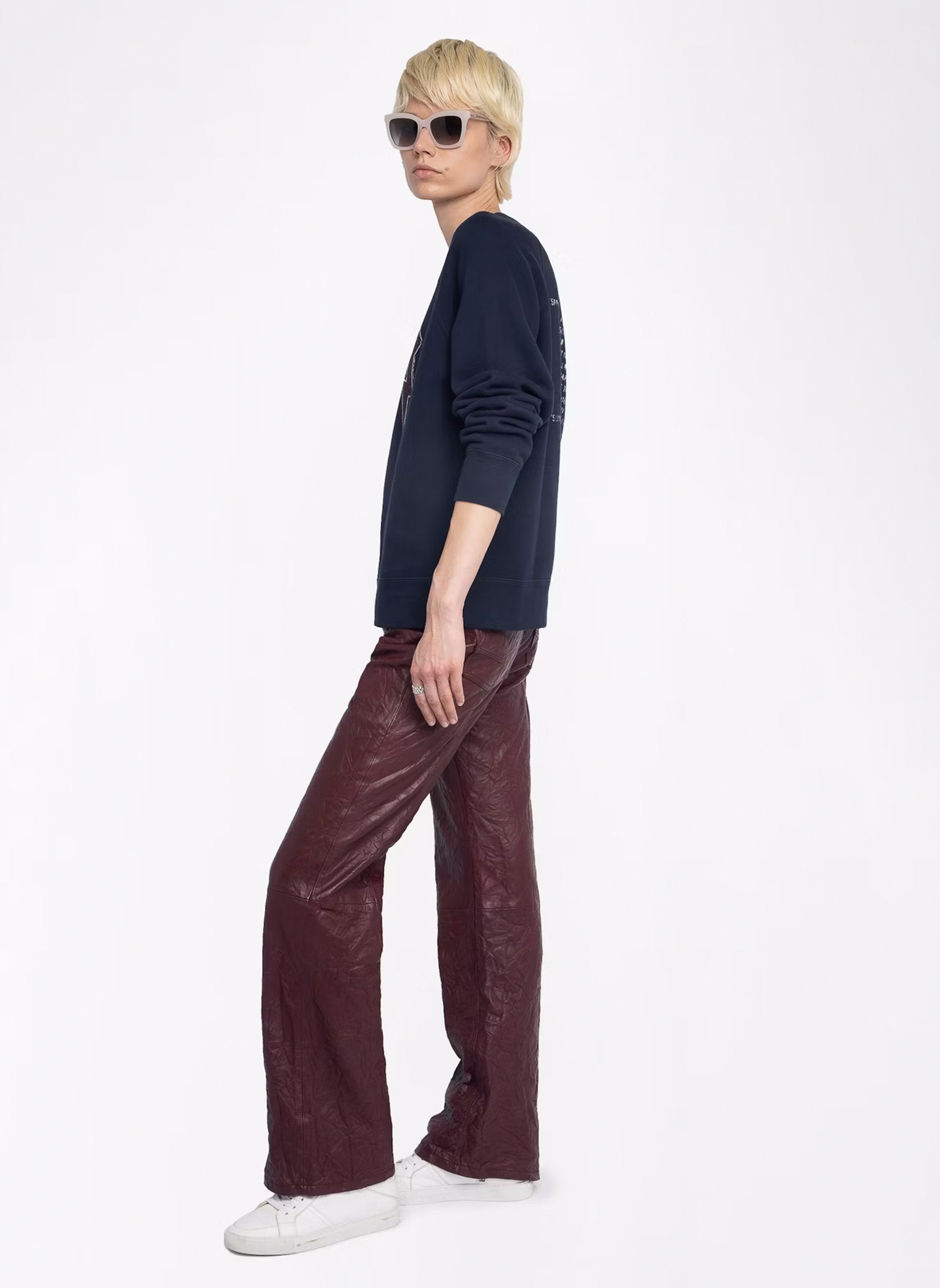 Sweat droit col rond en coton mélangé upper ZADIG&VOLTAIRE Bleu