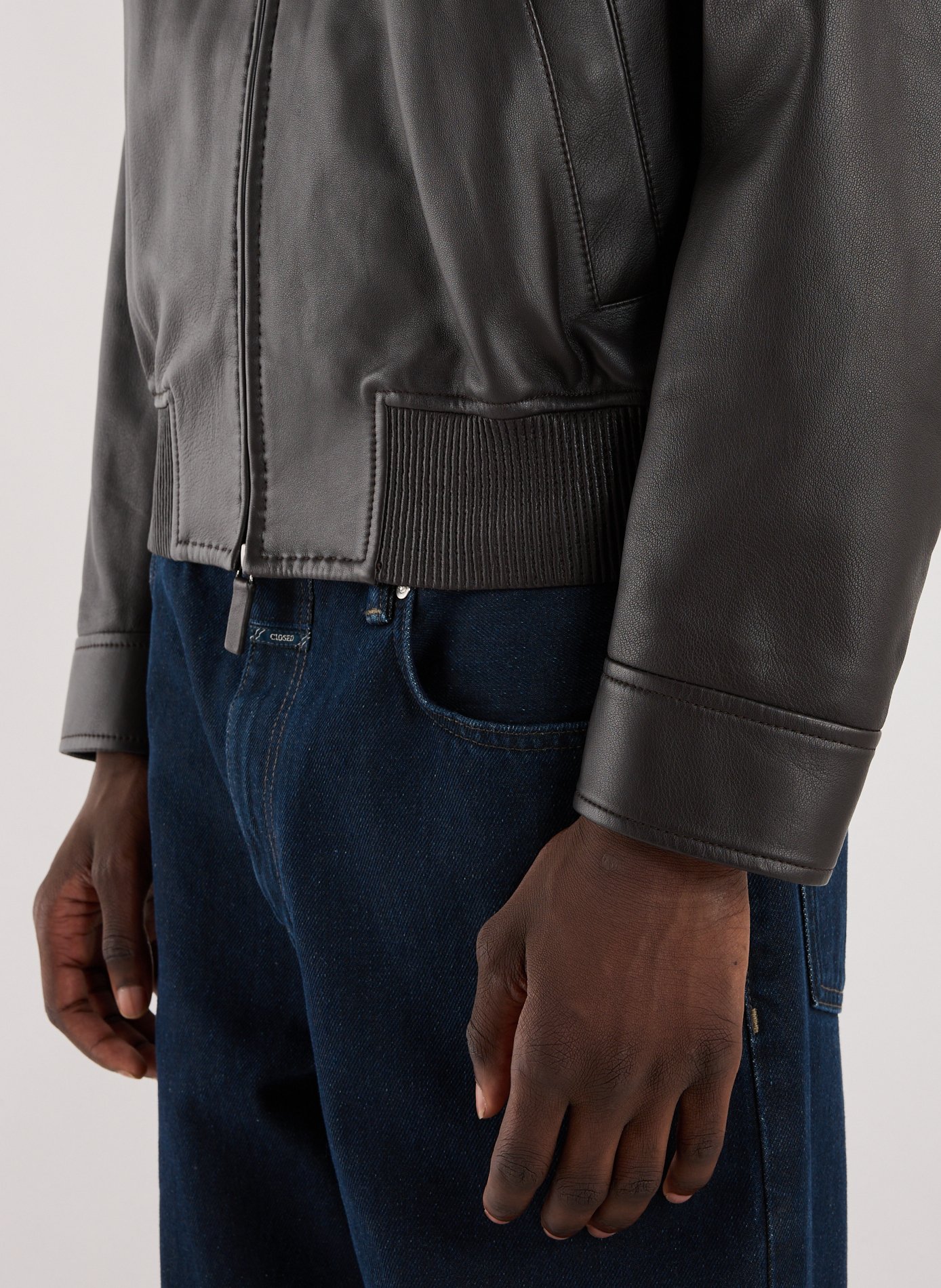 Leather jacket EMPORIO ARMANI Brown