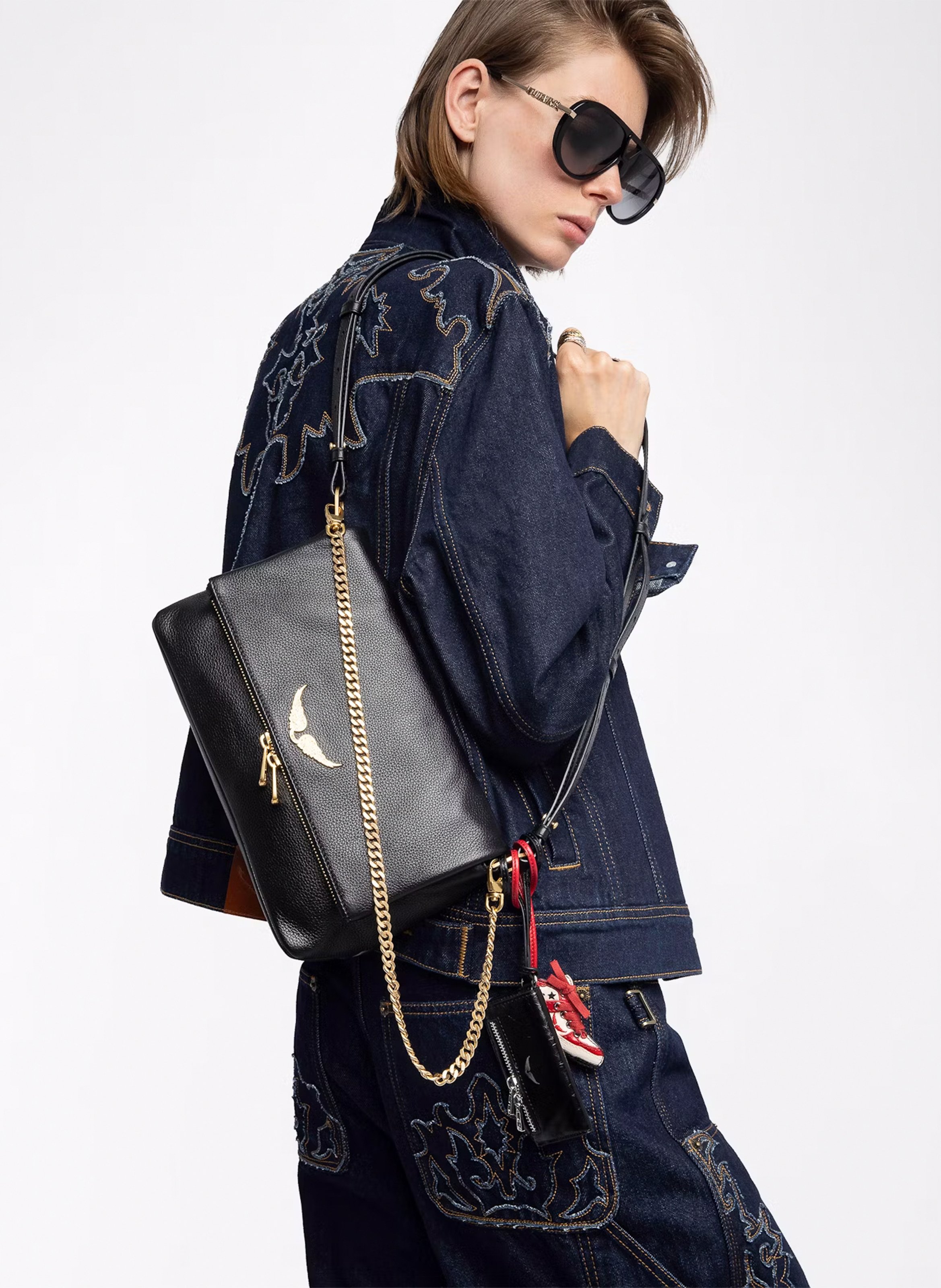 Sac porté épaule en cuir rocky ii ZADIG&VOLTAIRE Noir