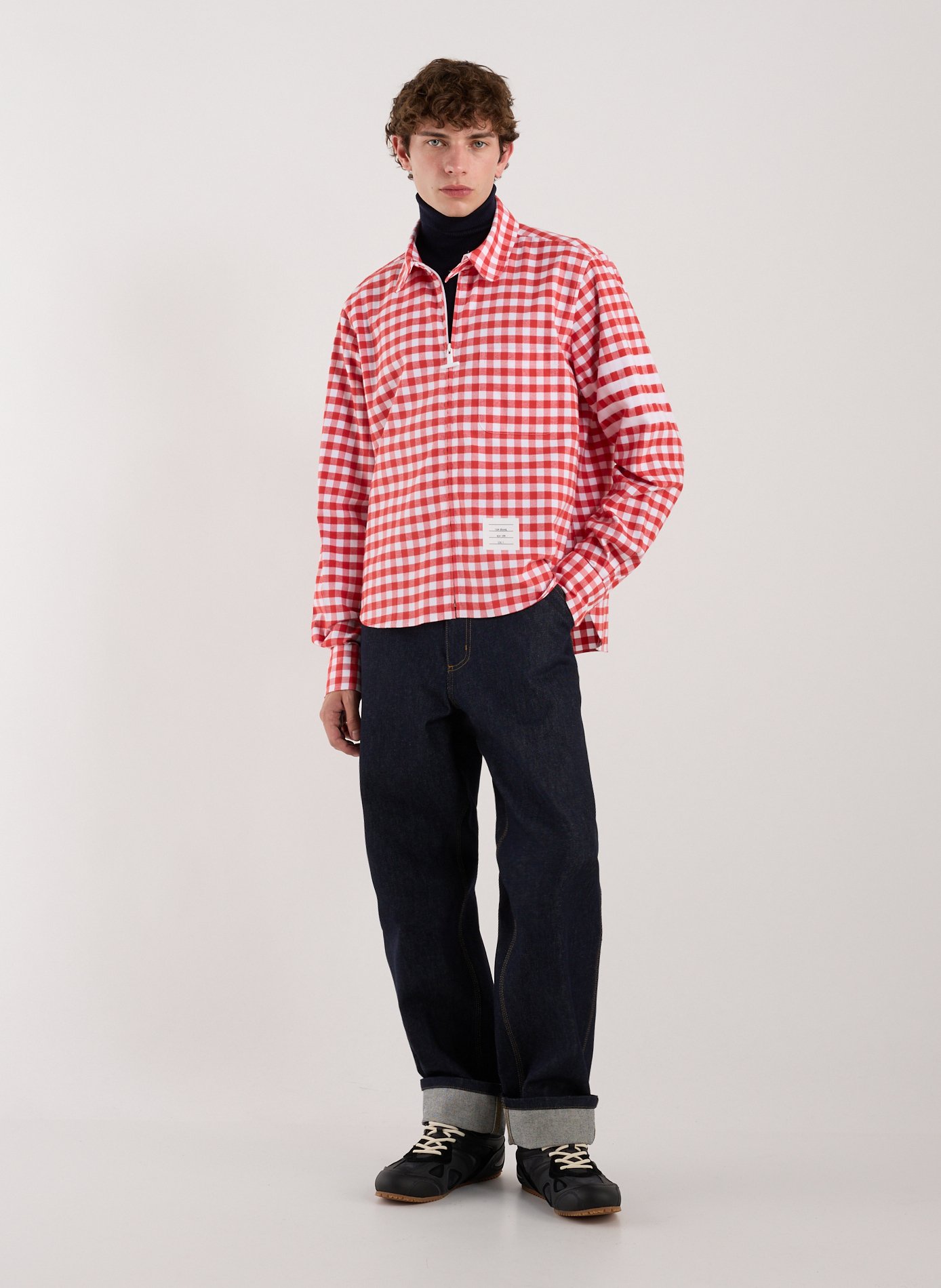 Straight checked cotton overshirt THOM BROWNE Red