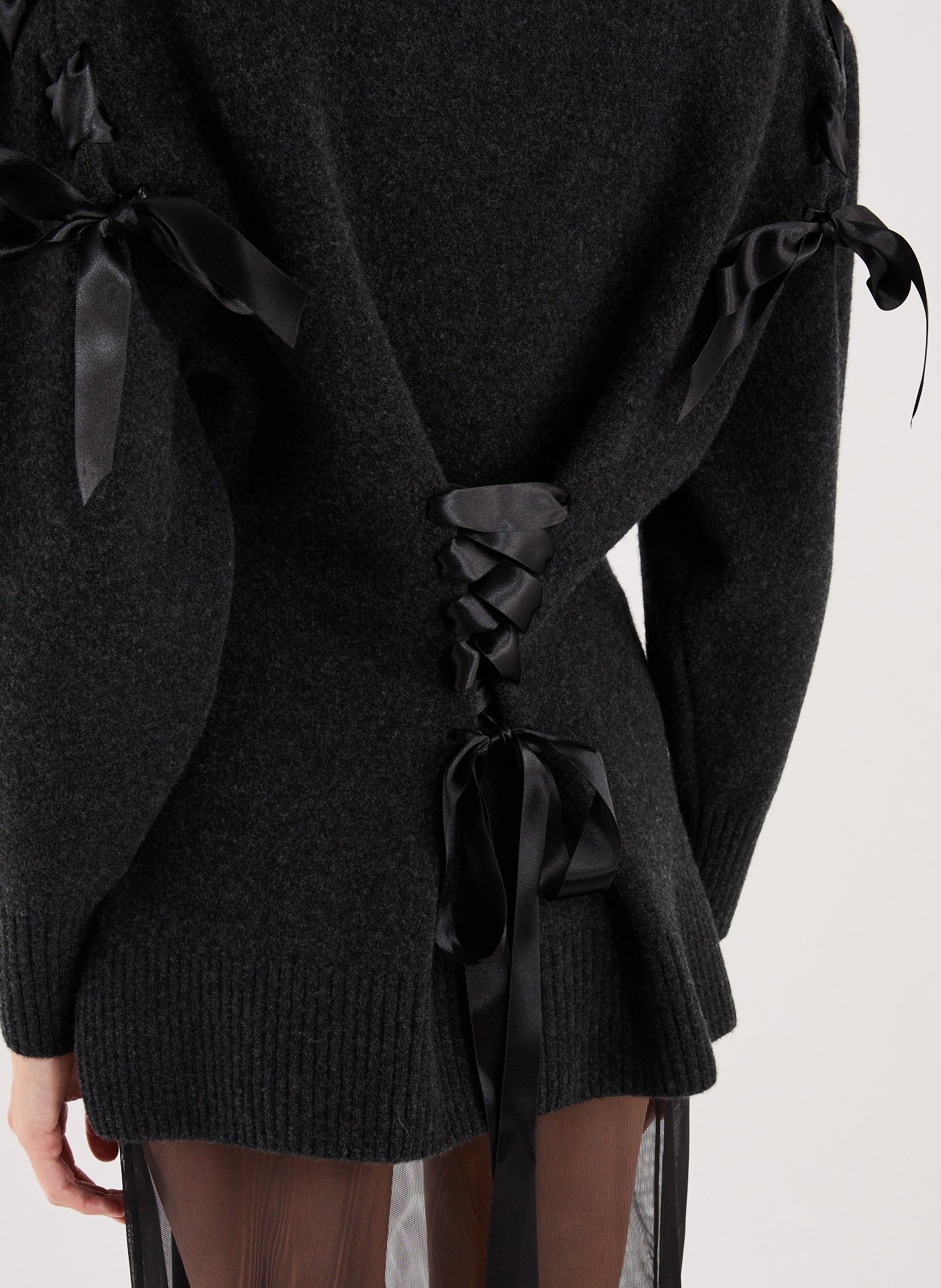 Cardigan with braided ribbon details in mixed wool blend SIMONE ROCHA Black