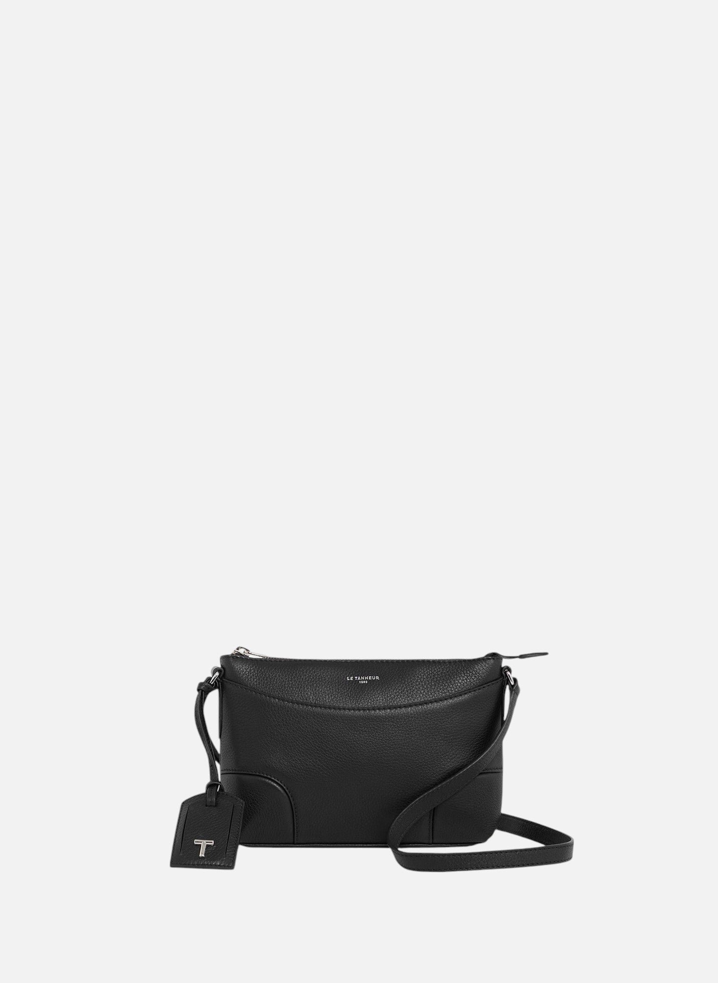 Petit sac bandoulière romy en cuir grainé et lisse  Noir