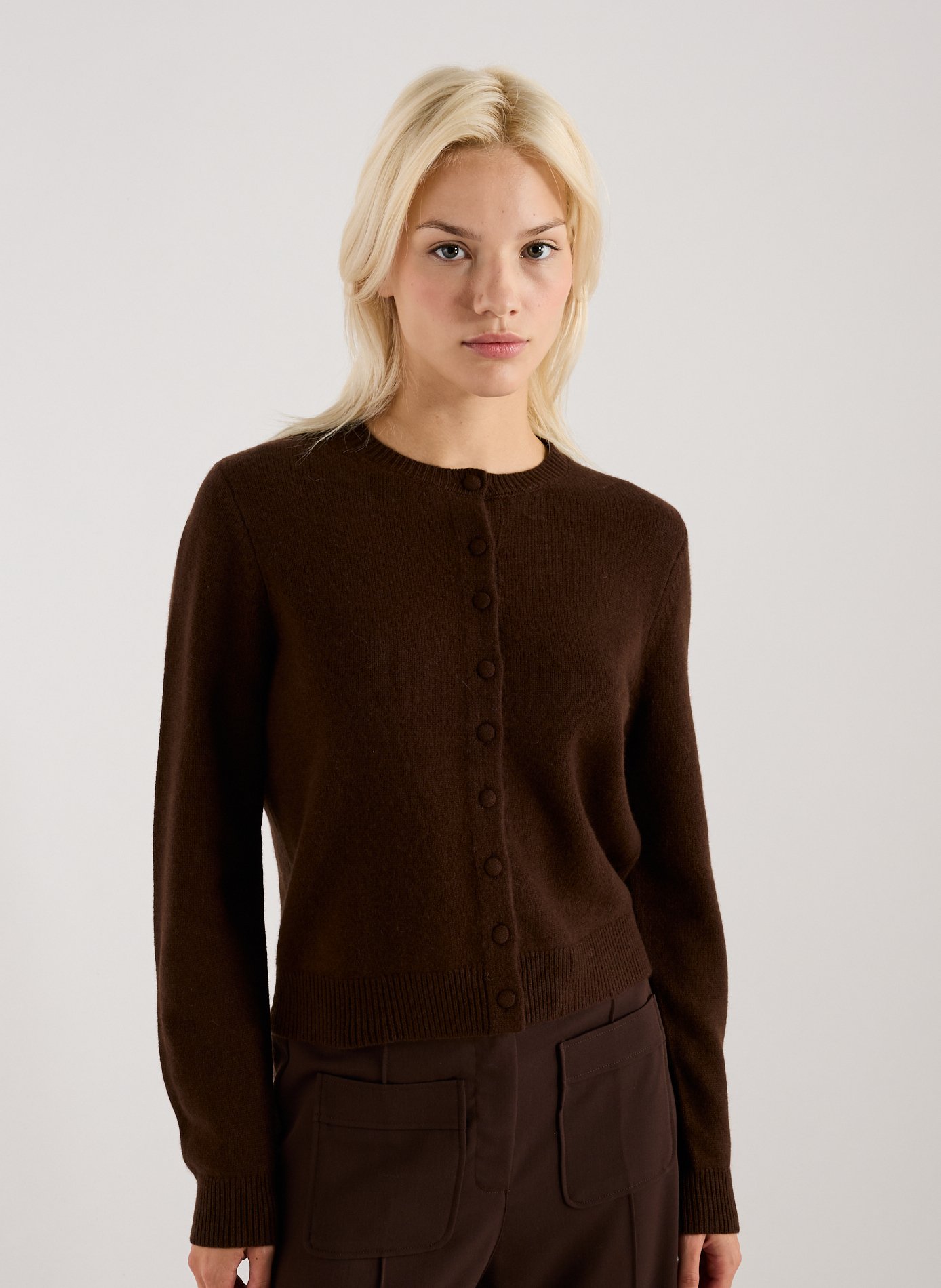 SUNCOO Straight wool cardigan Brown