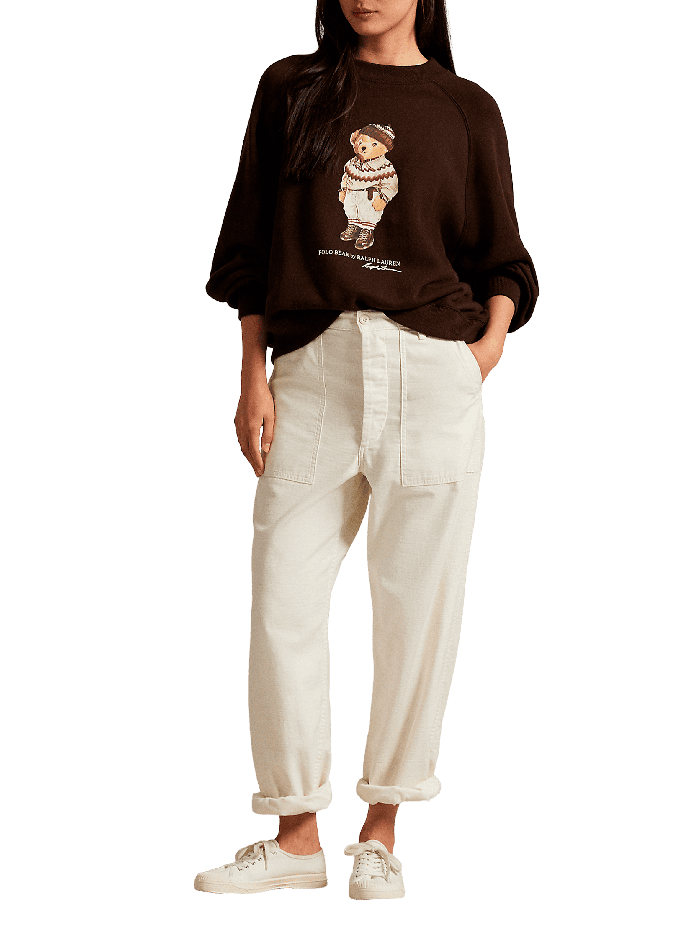 Sweat ample en coton mélangé POLO RALPH LAUREN Marron