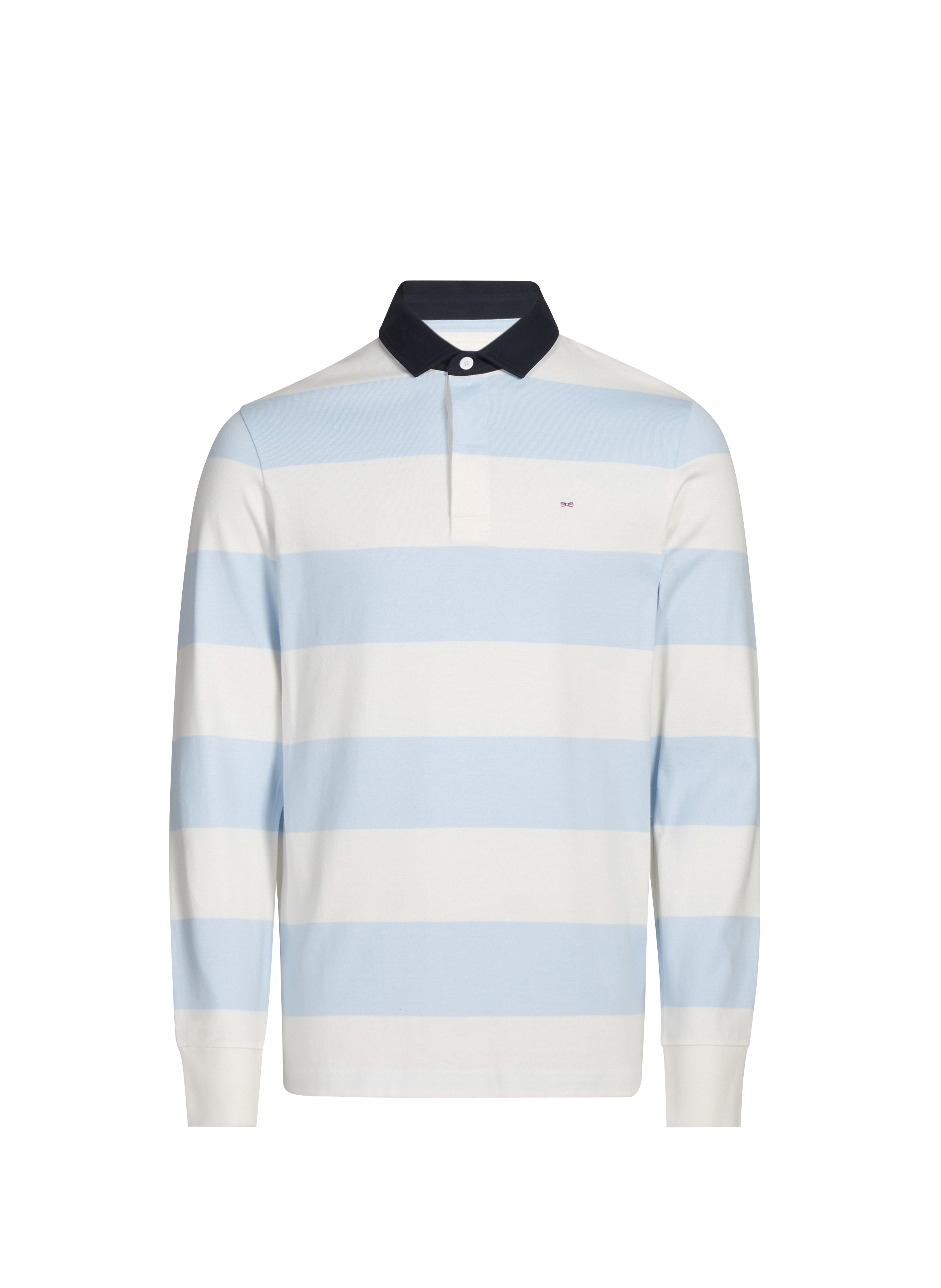 Striped long-sleeve cotton polo EDEN PARK Blue