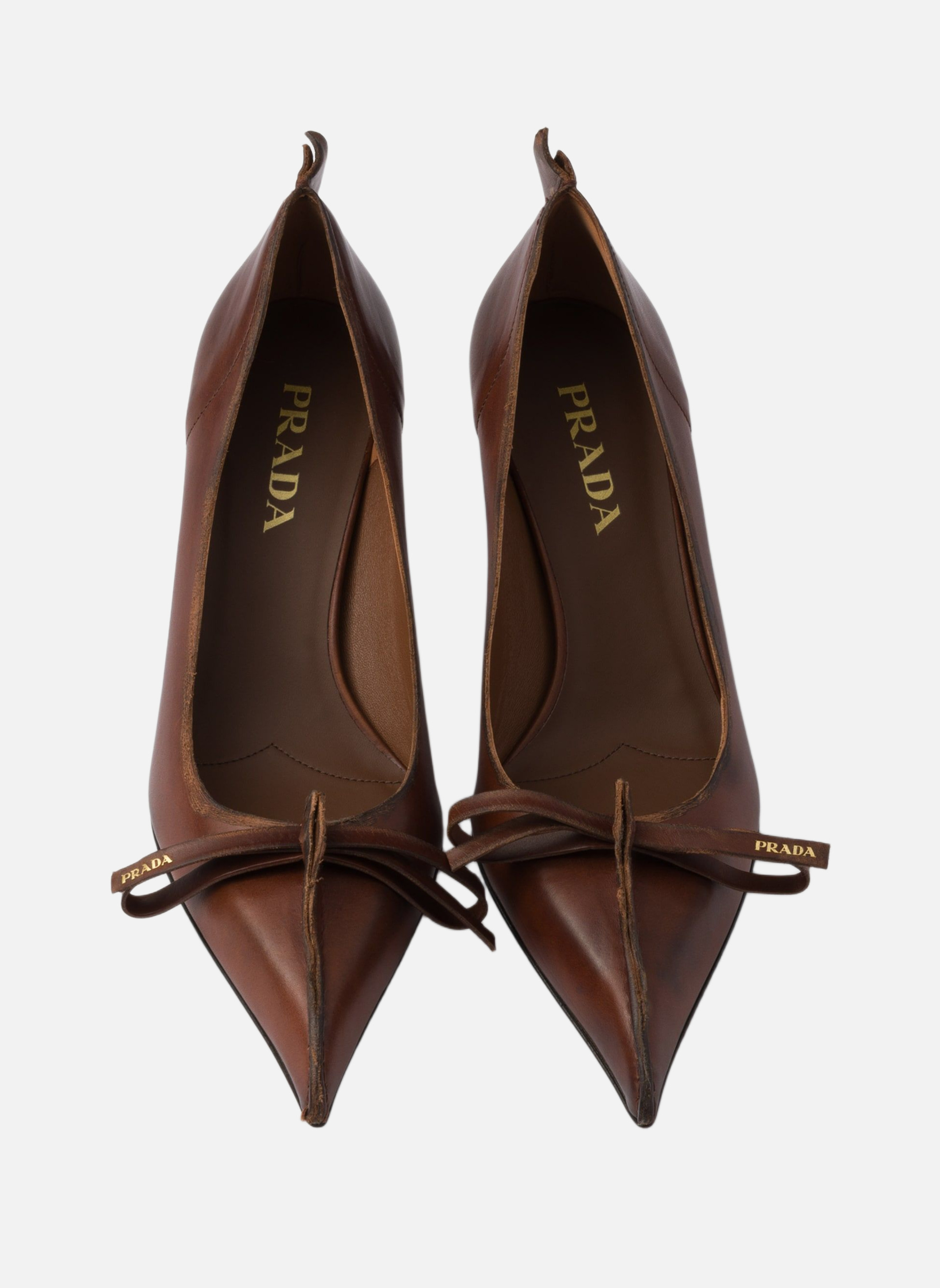 Escarpins en cuir vieilli PRADA Marron