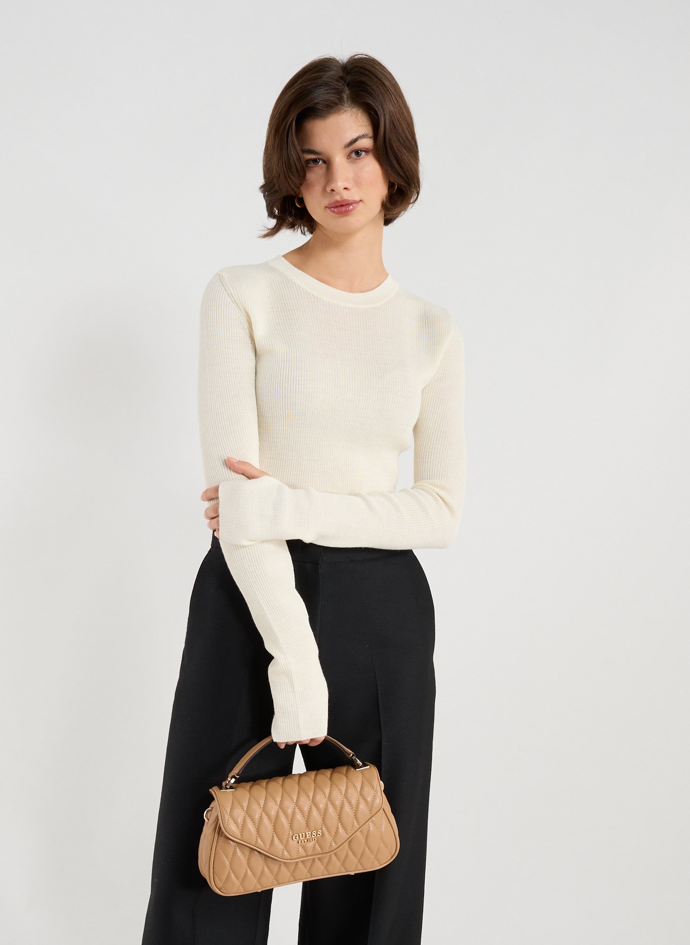 Sac à main Valla surpiqué GUESS Beige