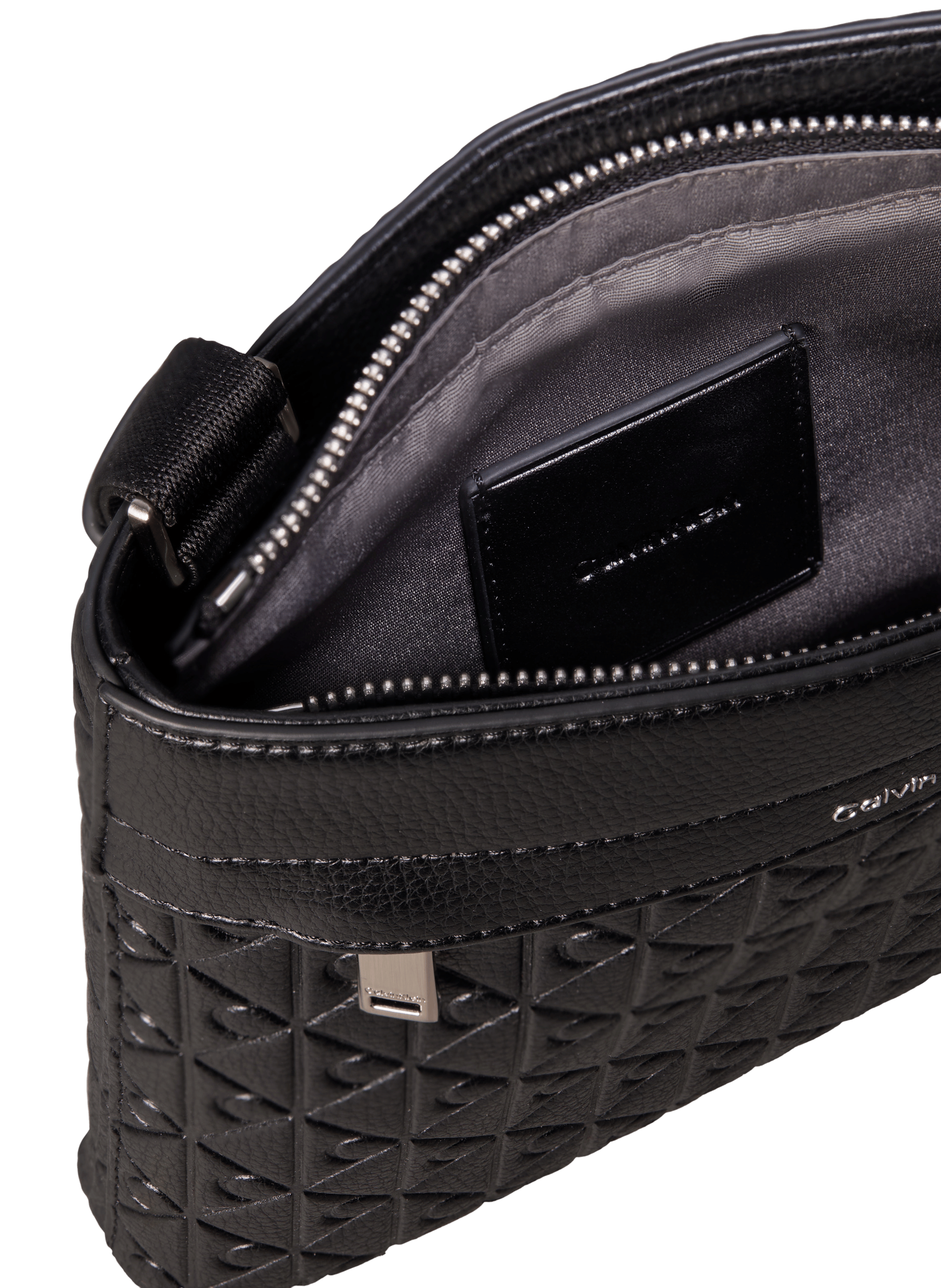 Sacoche bandoulière effet cuir texturé CALVIN KLEIN Noir