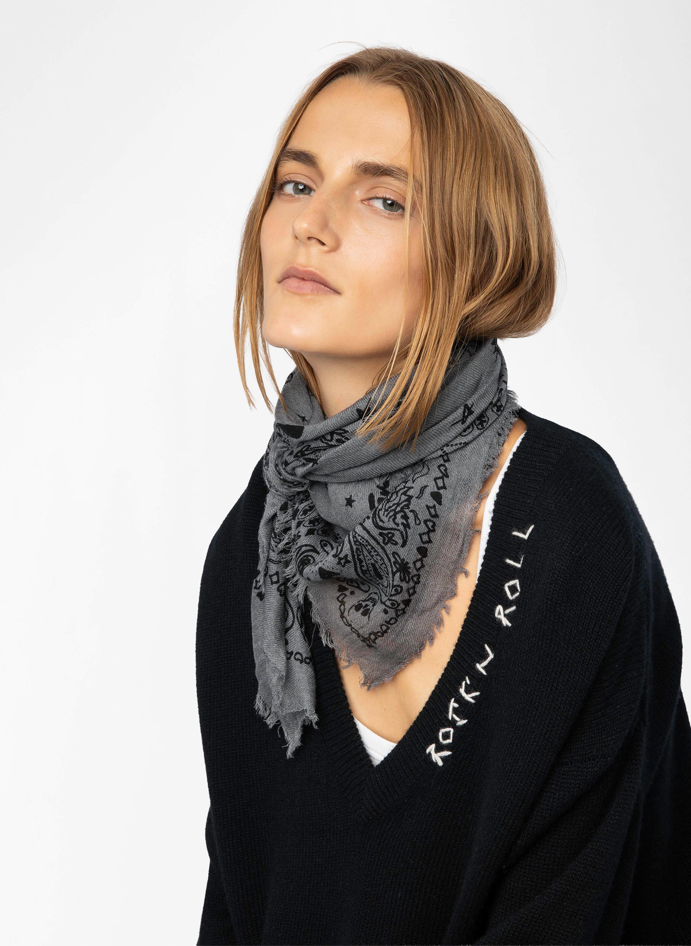 Foulard en cachemire imprimé nuage ZADIG&VOLTAIRE Gris