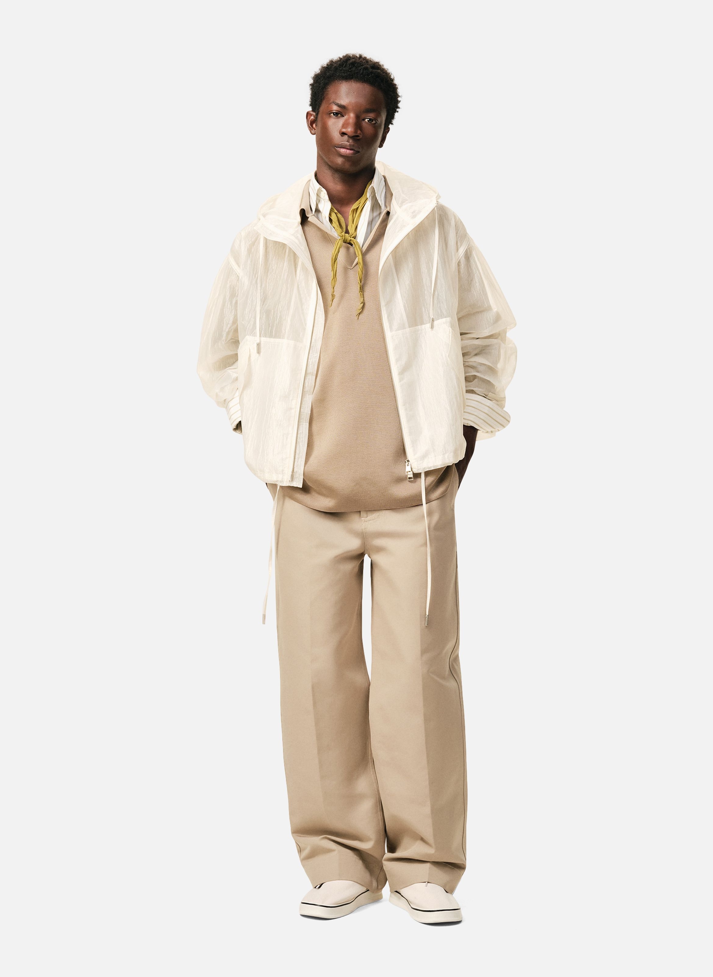 Coupe vent zippé en nylon AMI PARIS Blanc