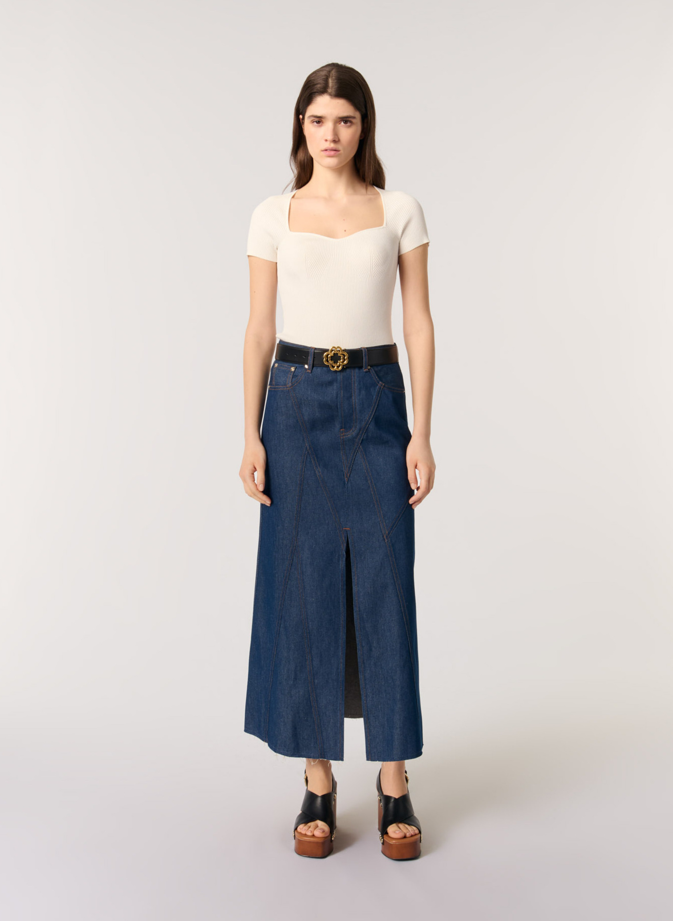 Top moulant en maille MAJE Beige