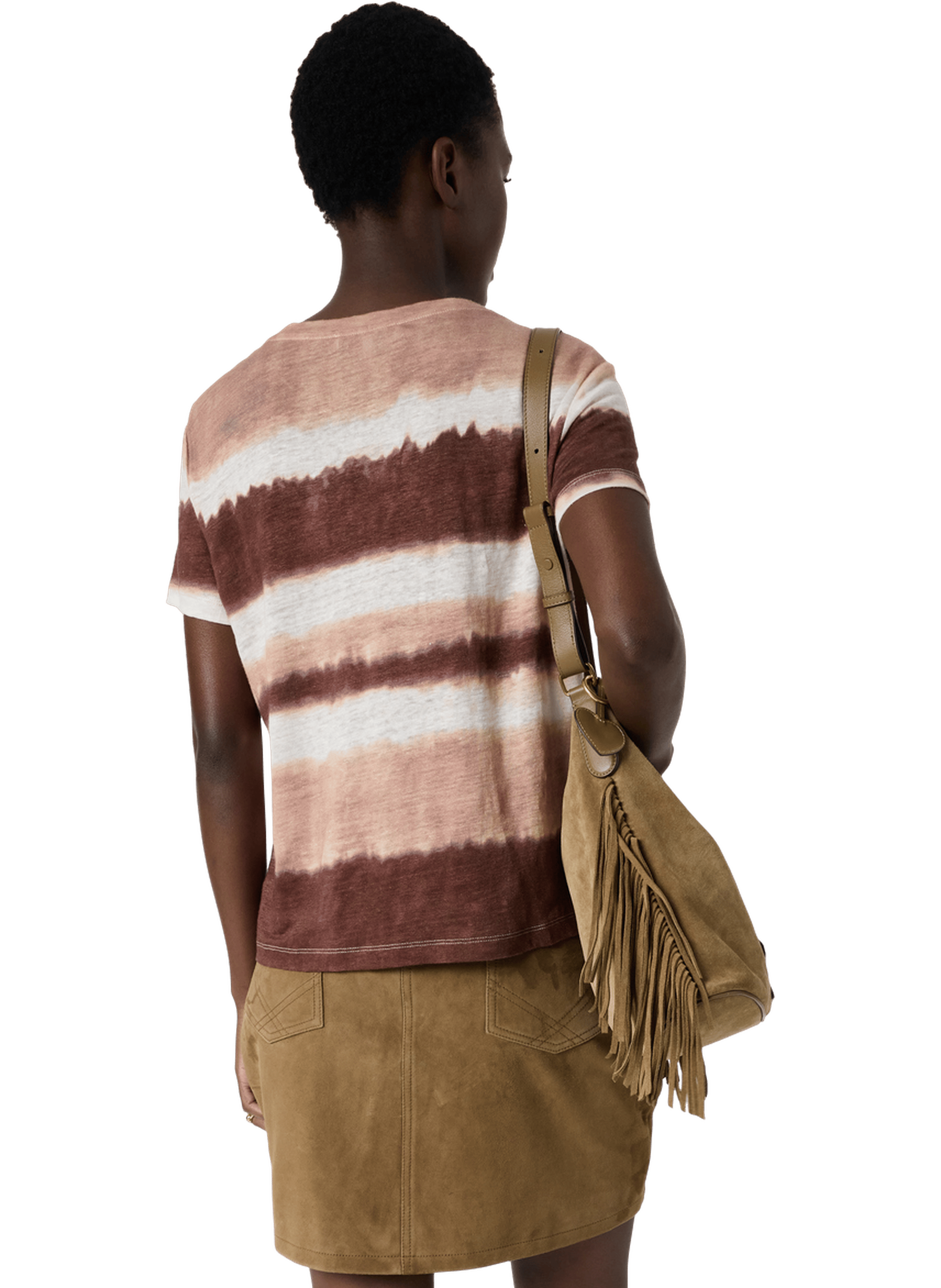 T-shirt tie and die en lin - mabinty GERARD DAREL Marron
