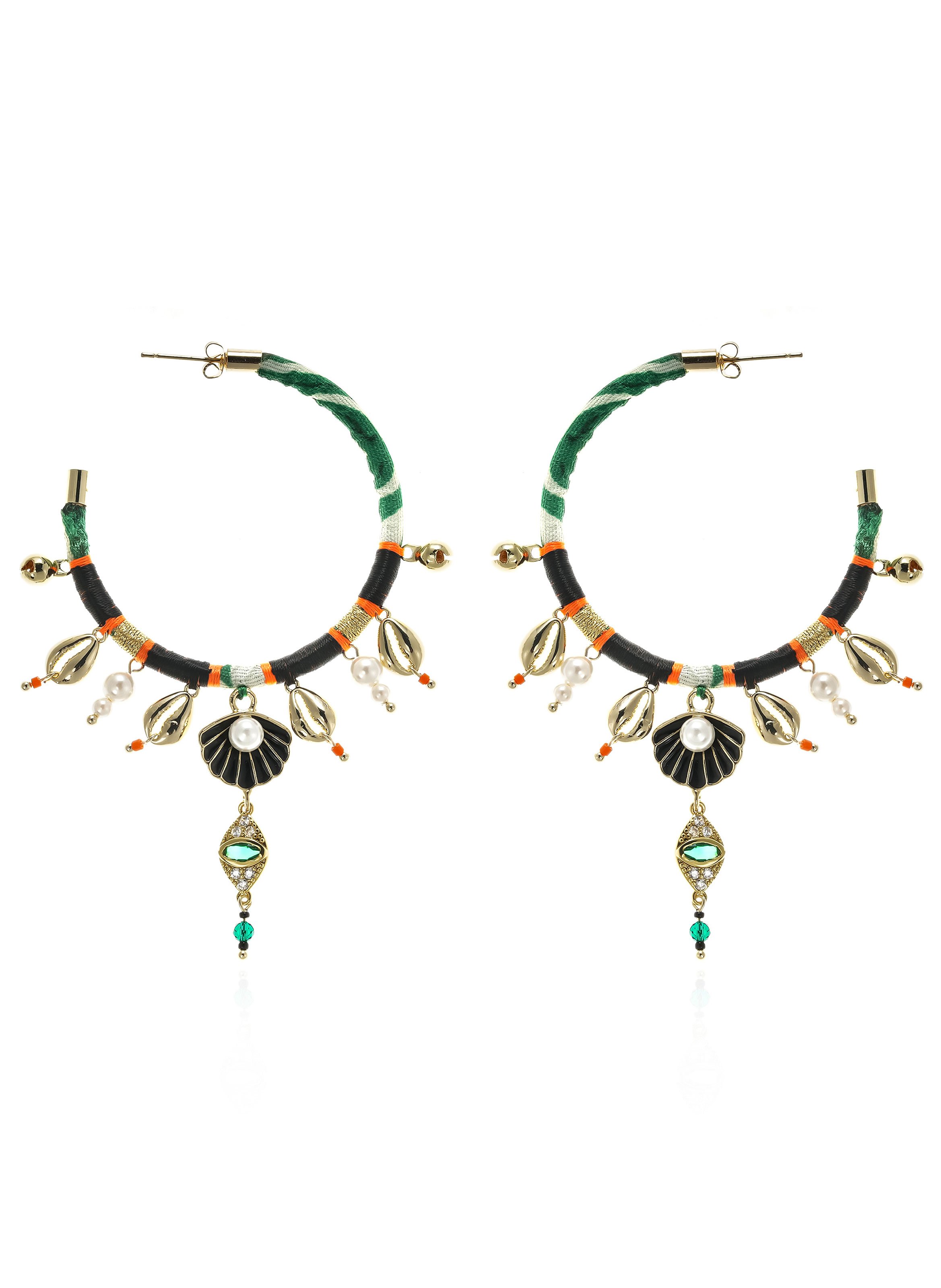 Boucles d'oreilles créoles avec pampilles payott HIPANEMA Vert