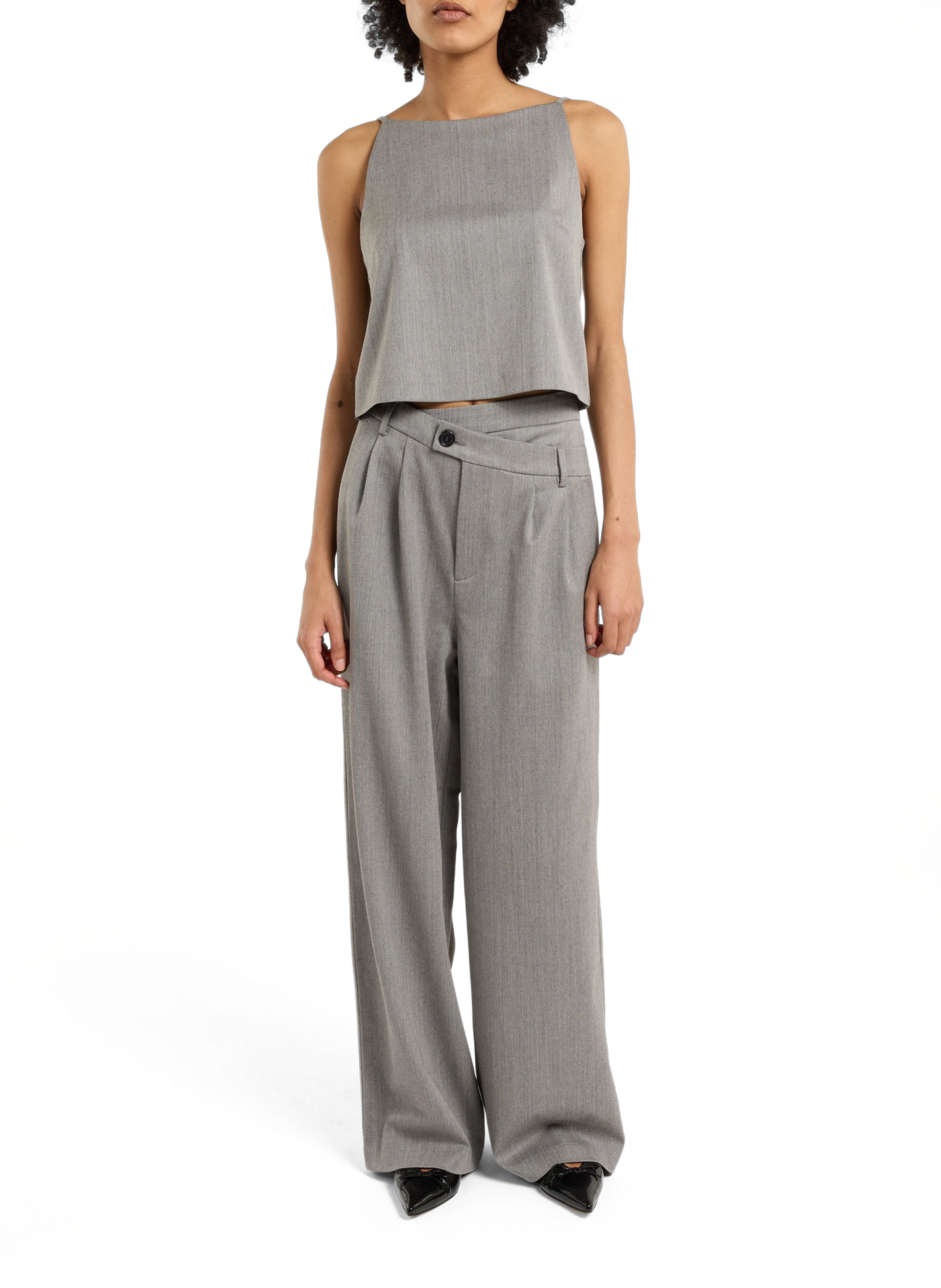 Pantalon large Acros taille haute en laine mélangée SAISON 1865 Gris