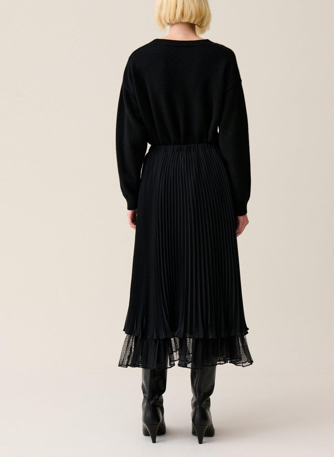 Jupe midi fluide plissée CLAUDIE PIERLOT Noir