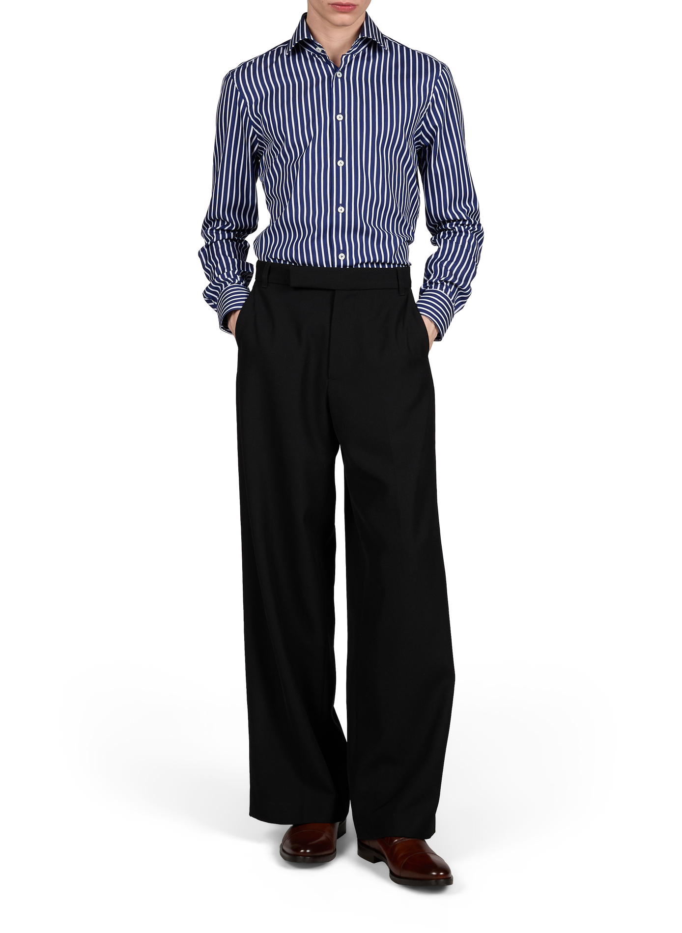 Slim striped cotton shirt VAN LAACK Blue