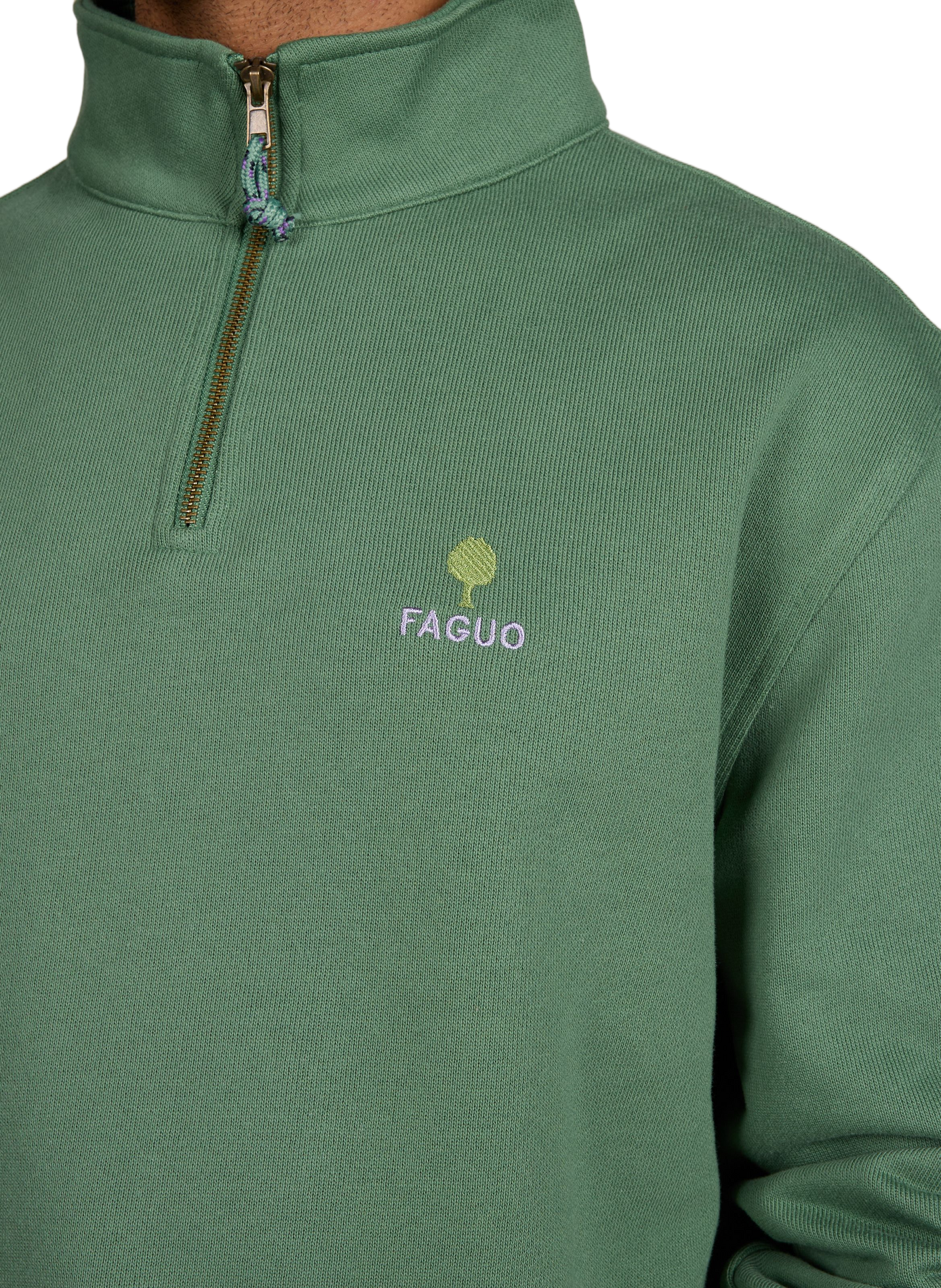 Amboise high-neck cotton blend sweatshirt FAGUO Green