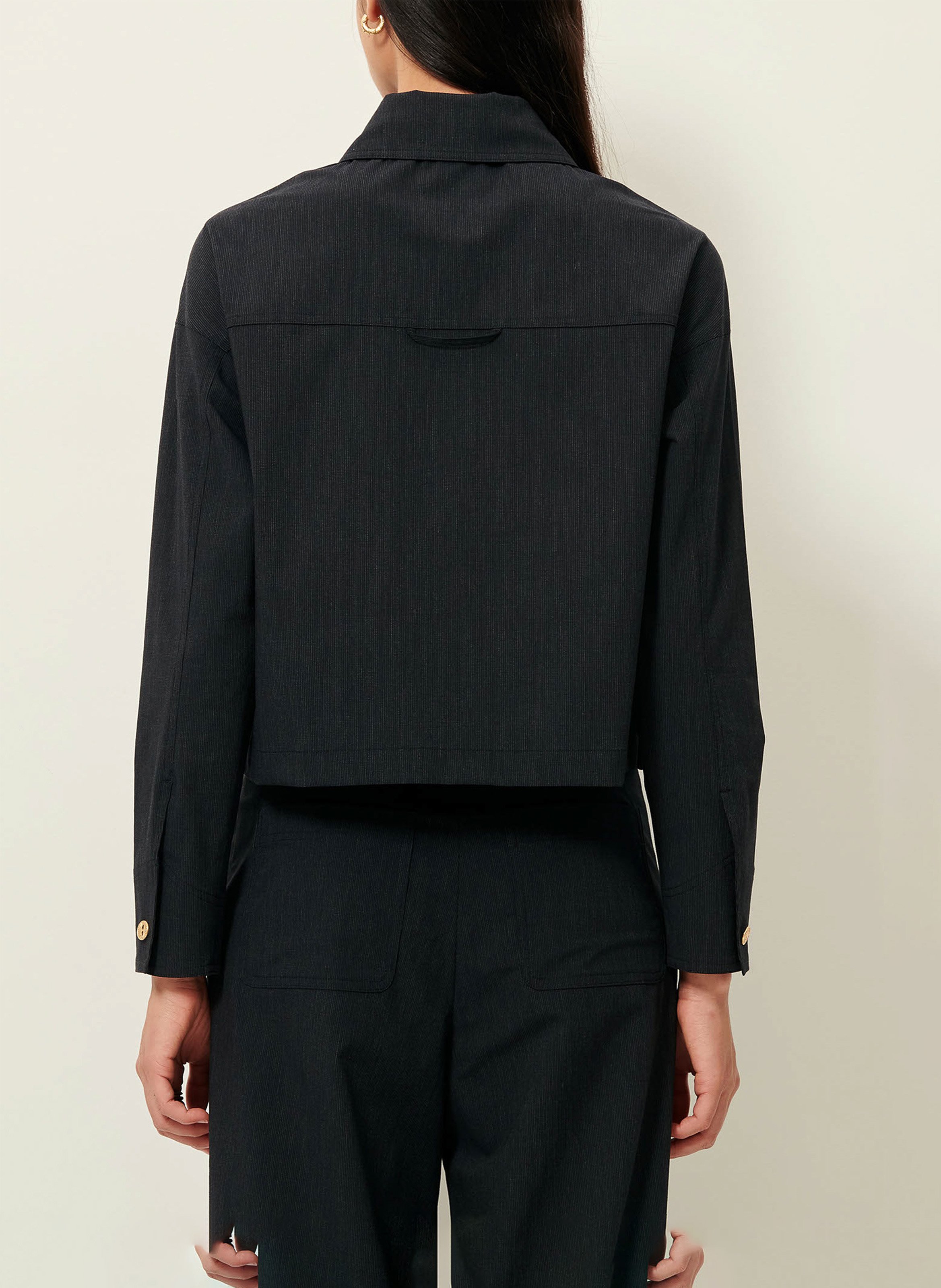 Surchemise droite col classique en coton et lin mélangé notteri SESSUN Gris