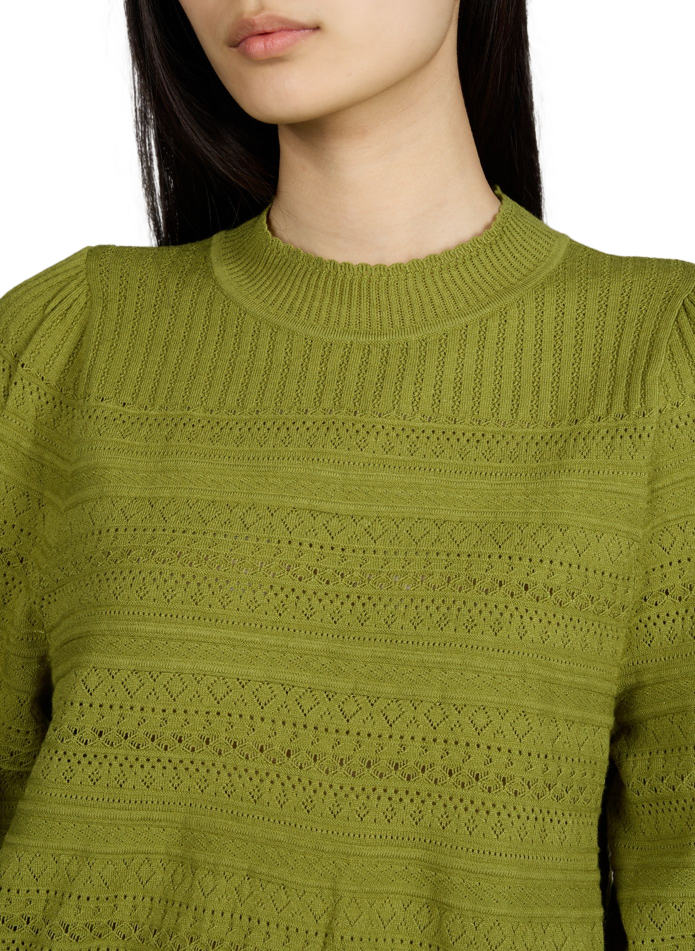 Pull droit en maille ajourée PETITE MENDIGOTE Vert