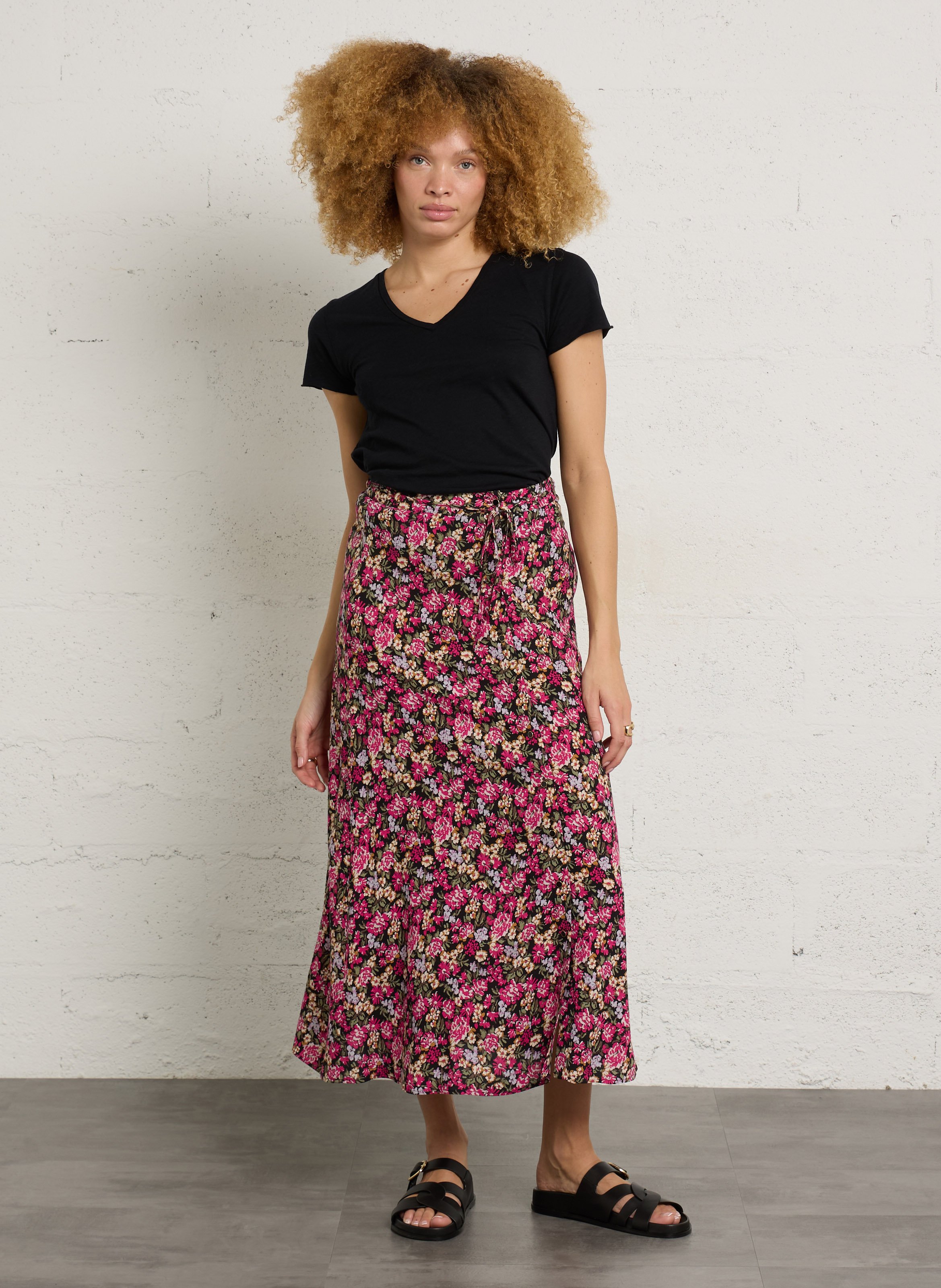 Tee-shirt col v en coton mélangé jacksonville AMERICAN VINTAGE Noir