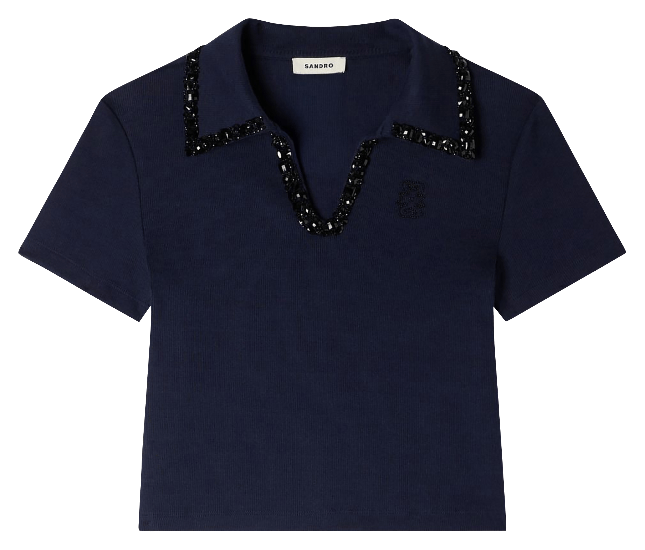 Polo droit en coton mélangé SANDRO Bleu