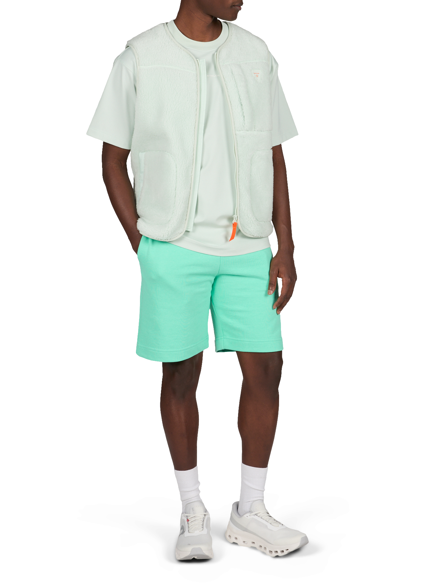 Short Yann uni en coton mélangé GERTRUDE ET GASTON Vert