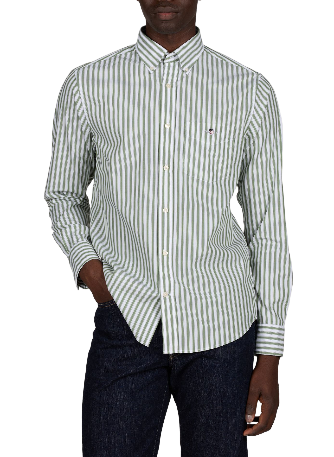 Chemise droite à rayures en coton  GANT Vert