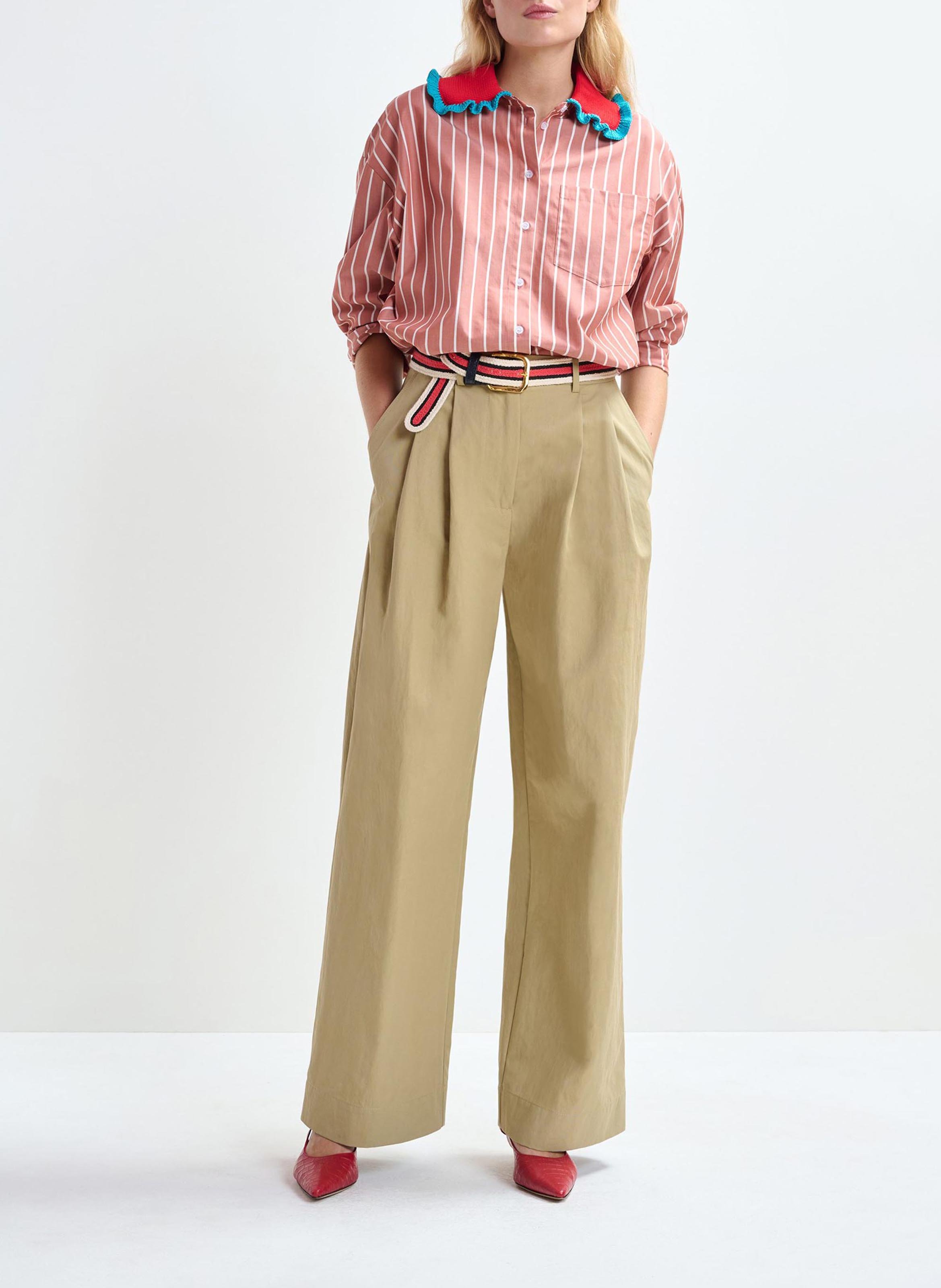 Chemise oversize col classique en coton rayé joyful Orange