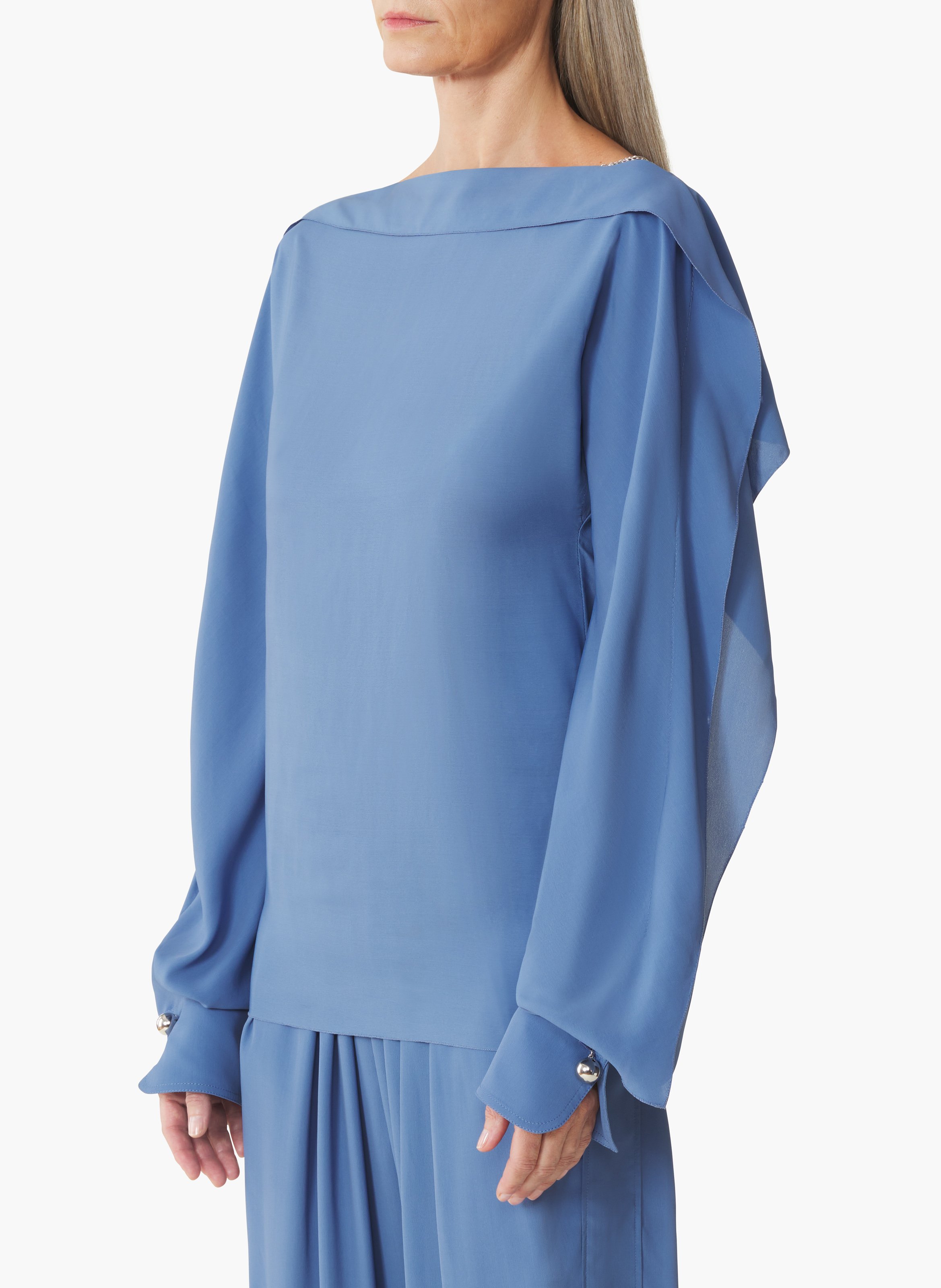 Haut à manches longues en crêpe de chine LANVIN Bleu