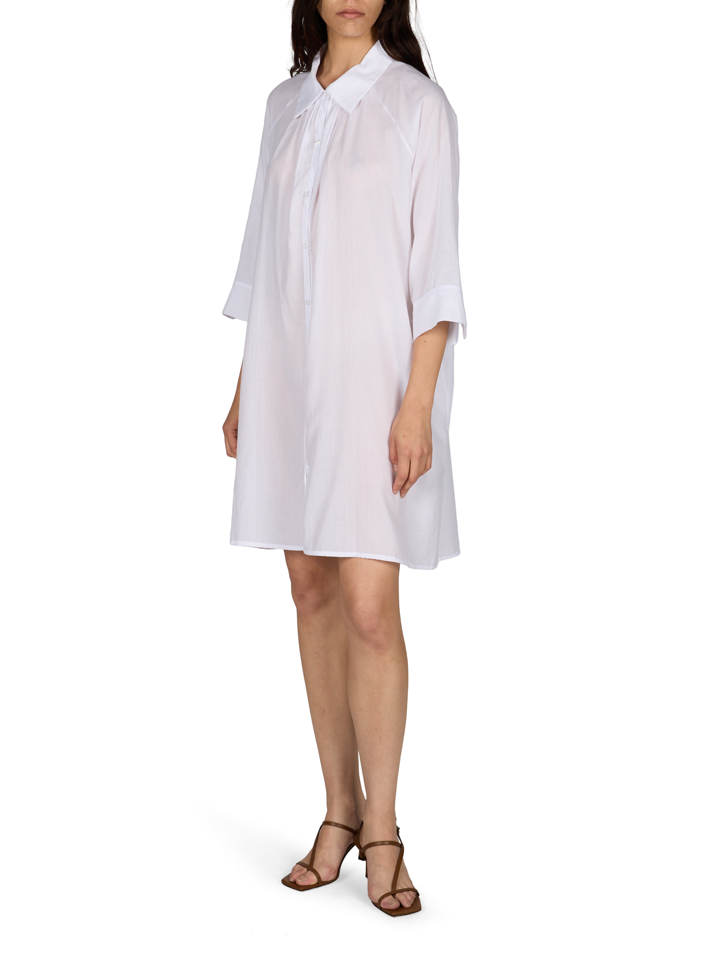 Robe chemise courte en coton D NU D Blanc
