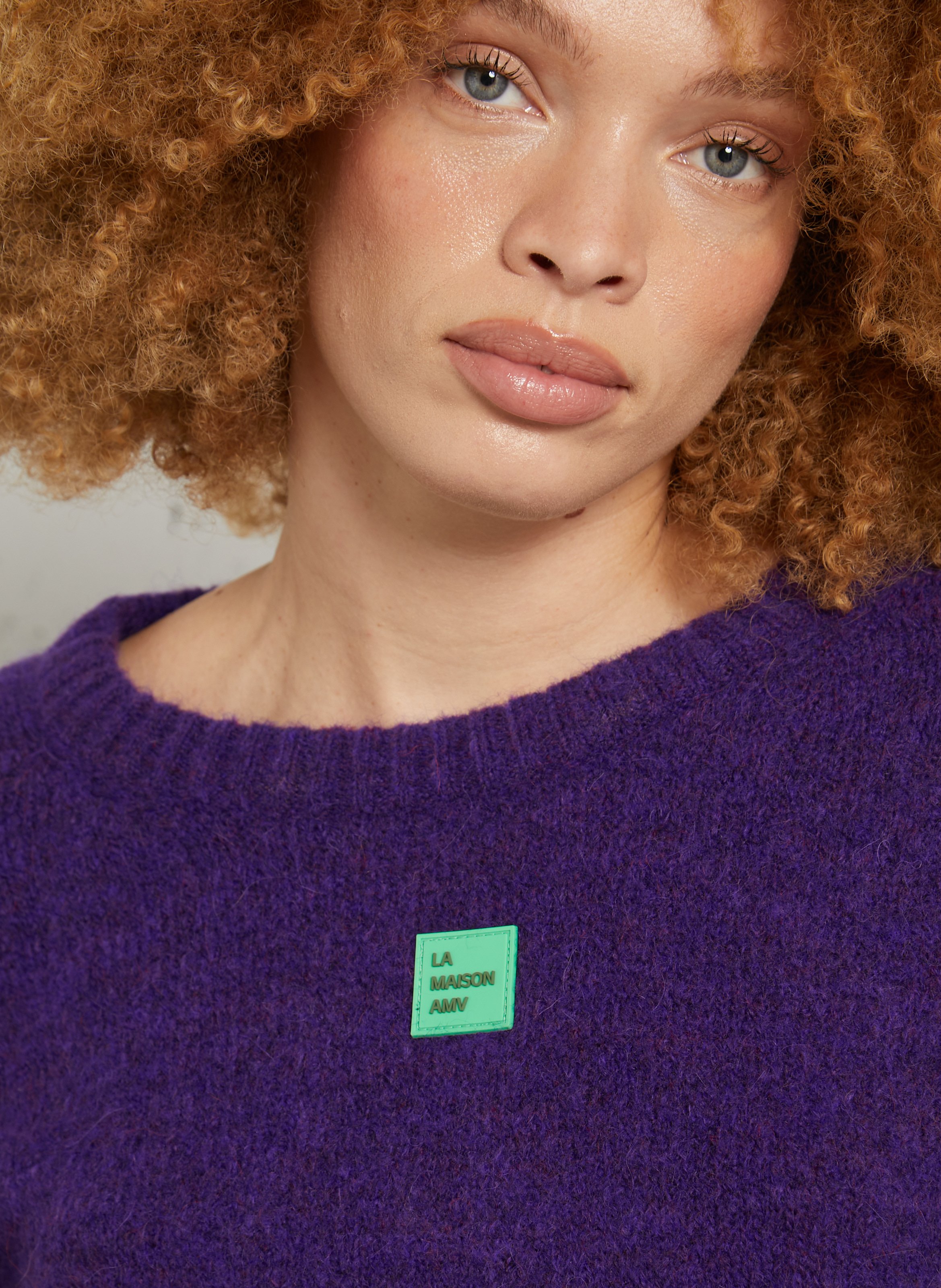 Pull oversize col rond en maille east AMERICAN VINTAGE Violet