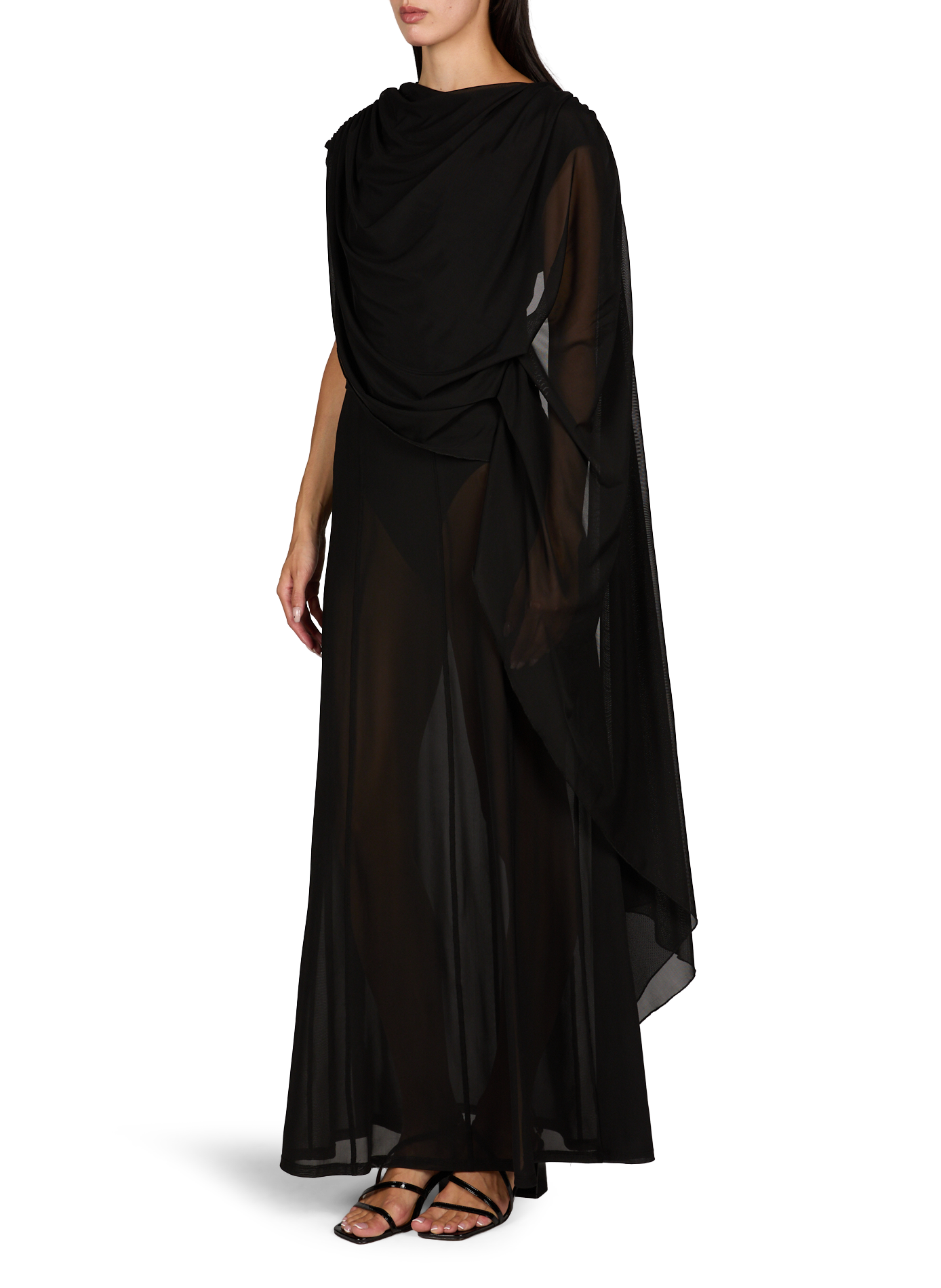 Asymmetrical draped overlay dress GESTUZ Black